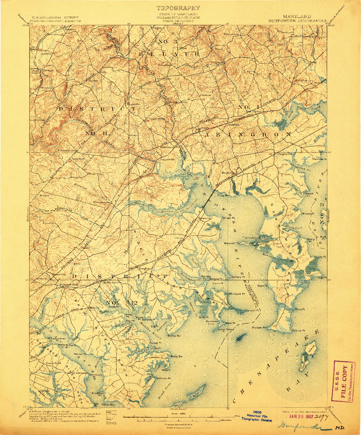 USGS 1:62500-SCALE QUADRANGLE FOR GUNPOWDER, MD 1901