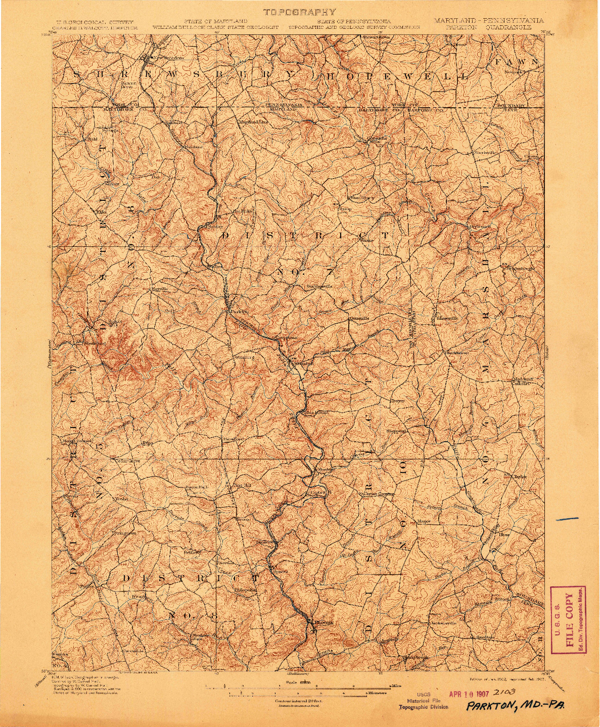 USGS 1:62500-SCALE QUADRANGLE FOR PARKTON, MD 1902