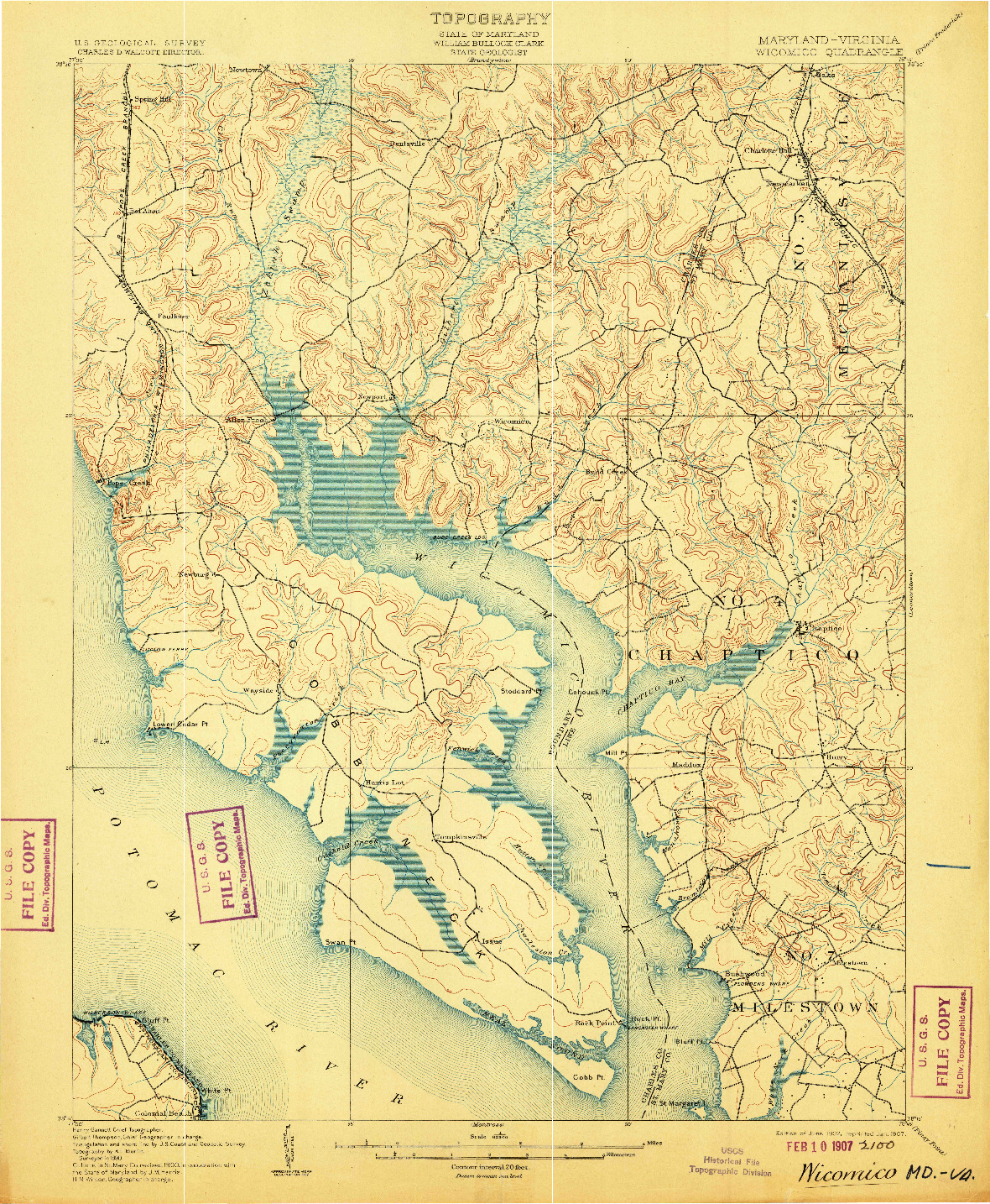 USGS 1:62500-SCALE QUADRANGLE FOR WICOMICO, MD 1902