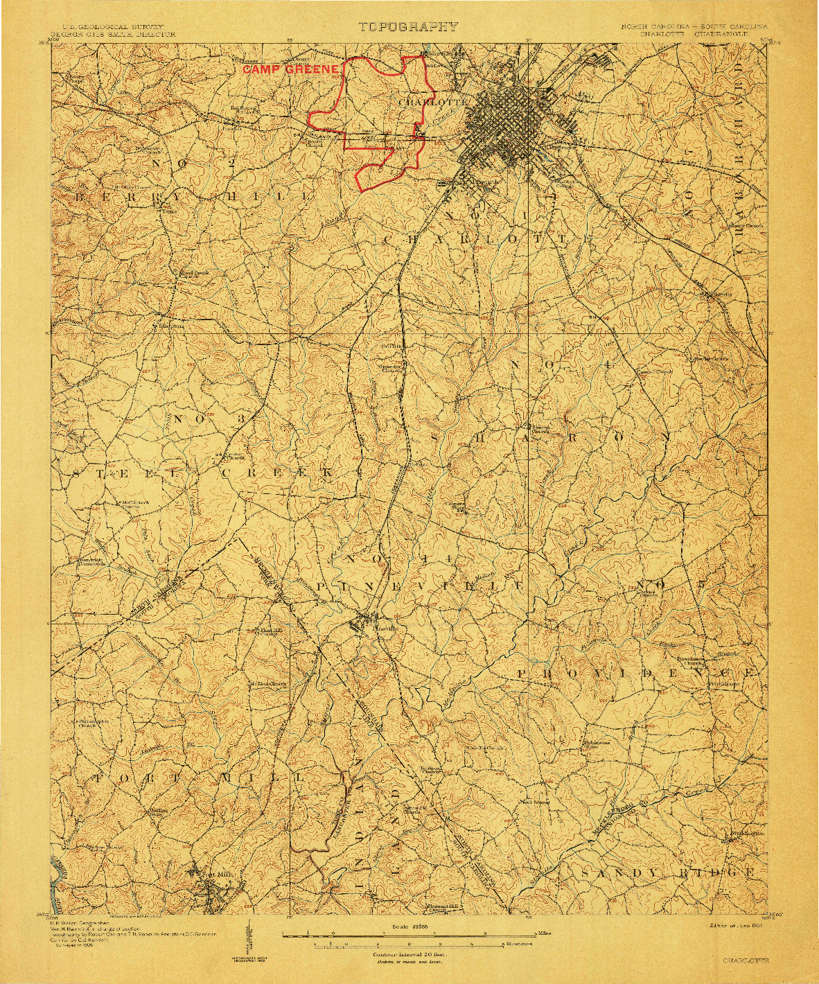 USGS 1:62500-SCALE QUADRANGLE FOR CHARLOTTE, NC 1907