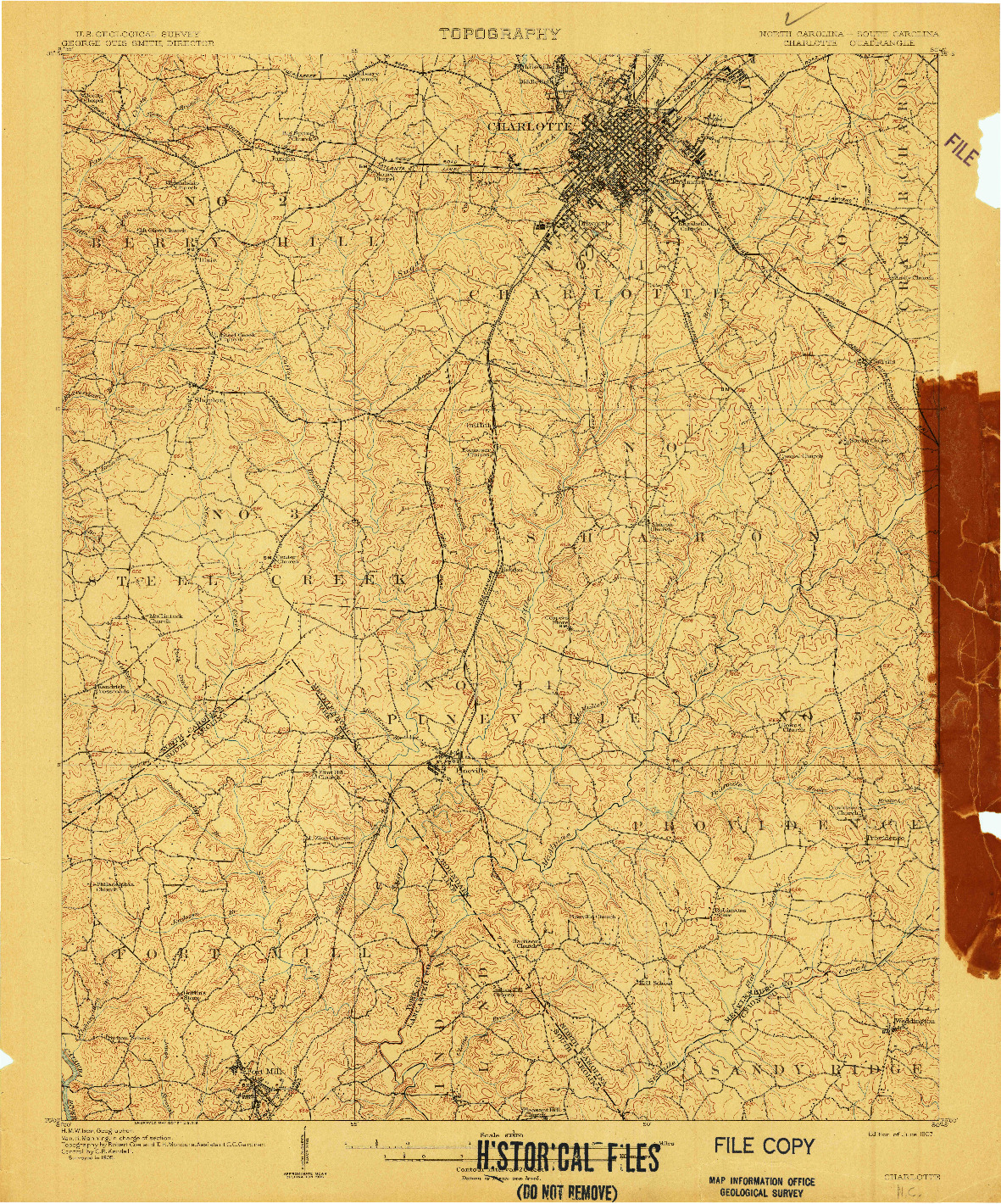 USGS 1:62500-SCALE QUADRANGLE FOR CHARLOTTE, NC 1907