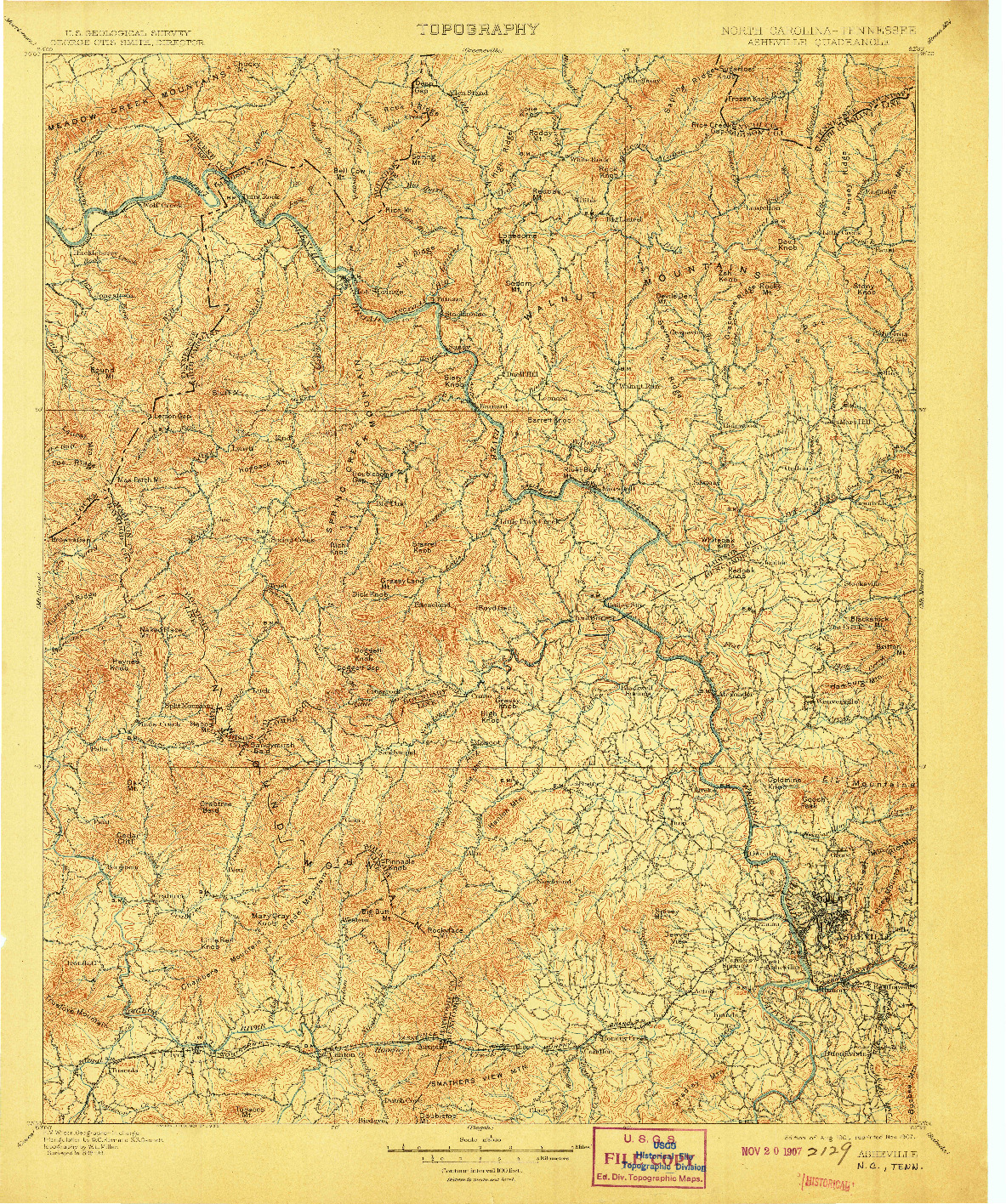 USGS 1:125000-SCALE QUADRANGLE FOR ASHEVILLE, NC 1901