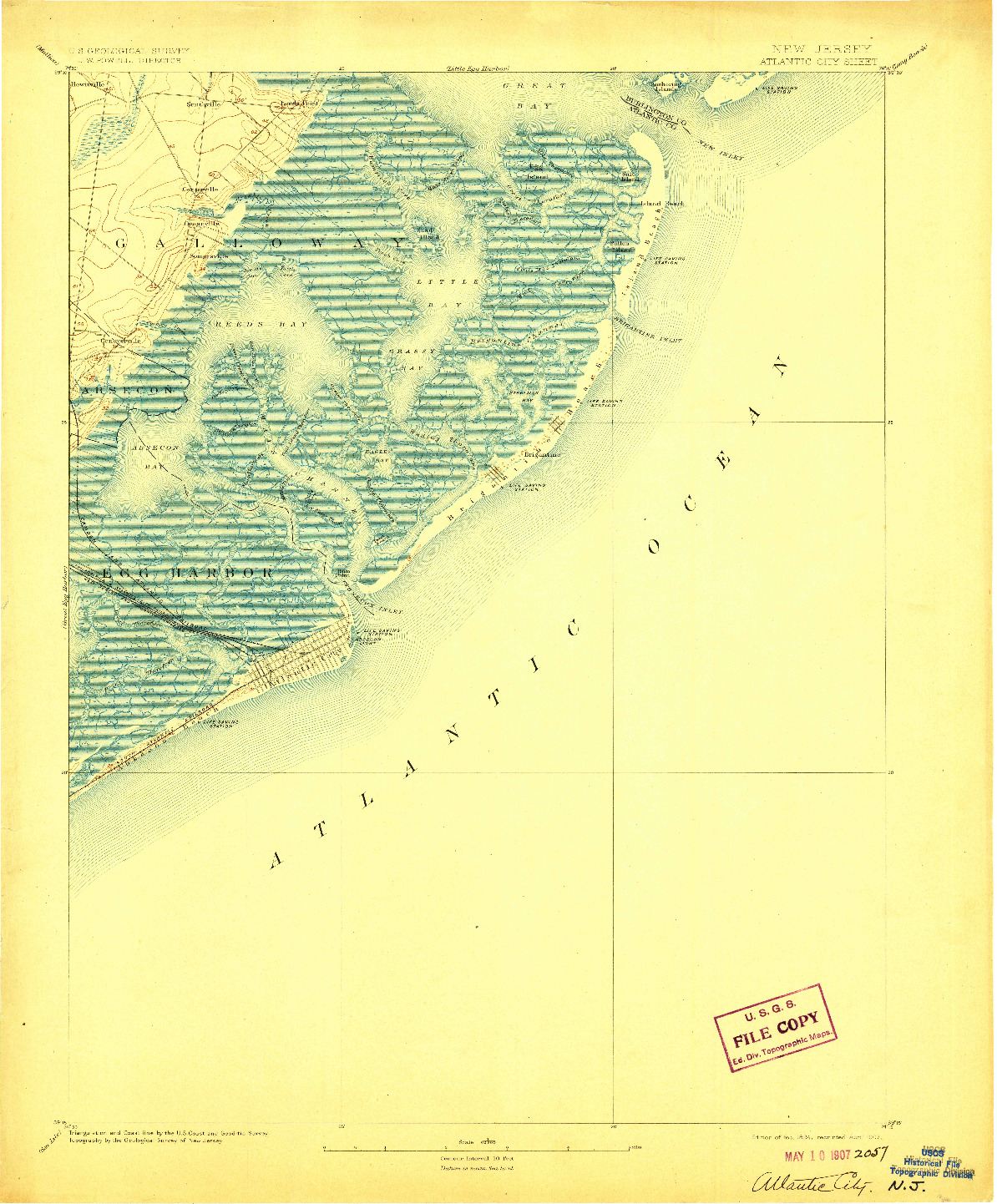 USGS 1:62500-SCALE QUADRANGLE FOR ATLANTIC CITY, NJ 1894