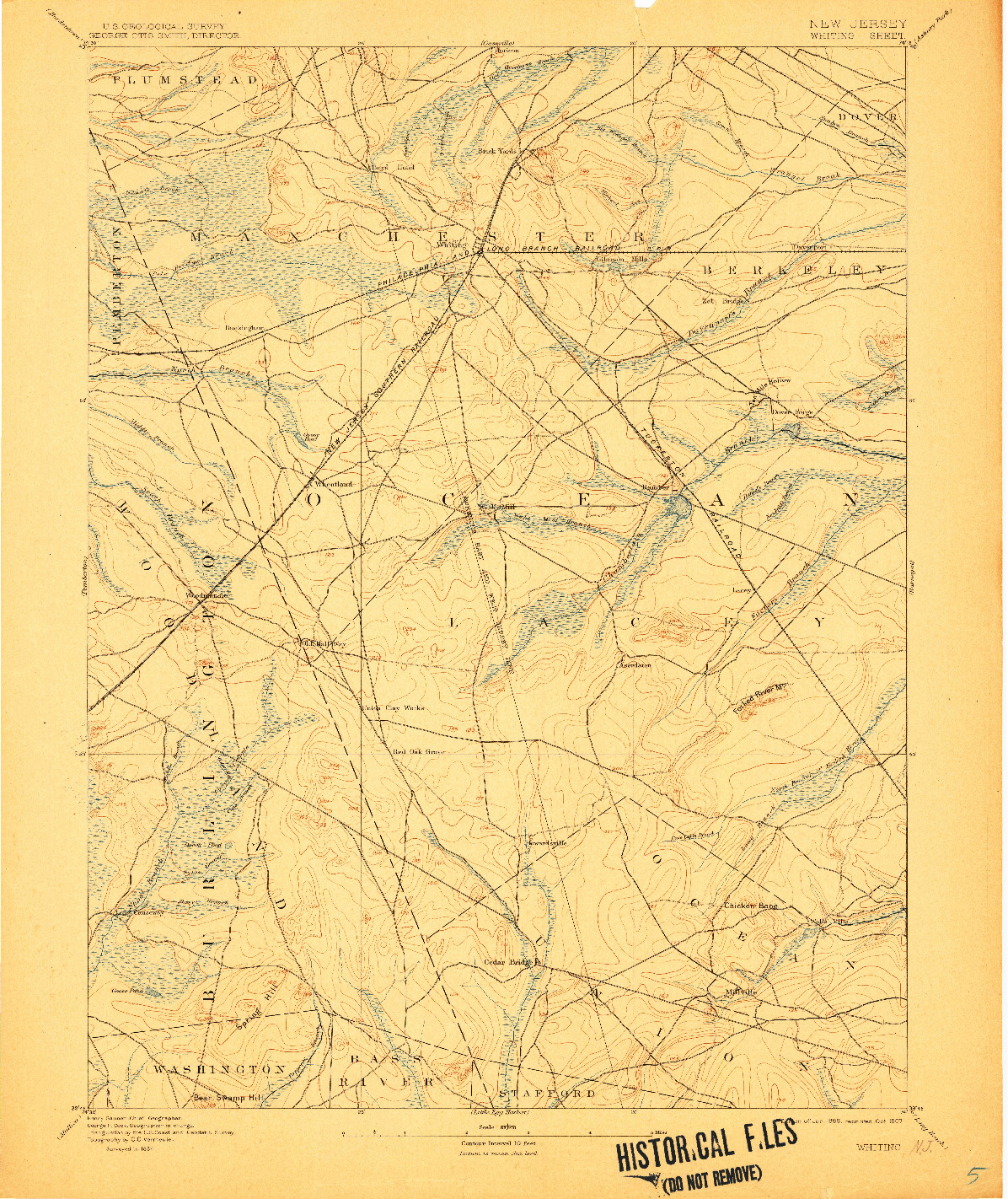 USGS 1:62500-SCALE QUADRANGLE FOR WHITING, NJ 1888