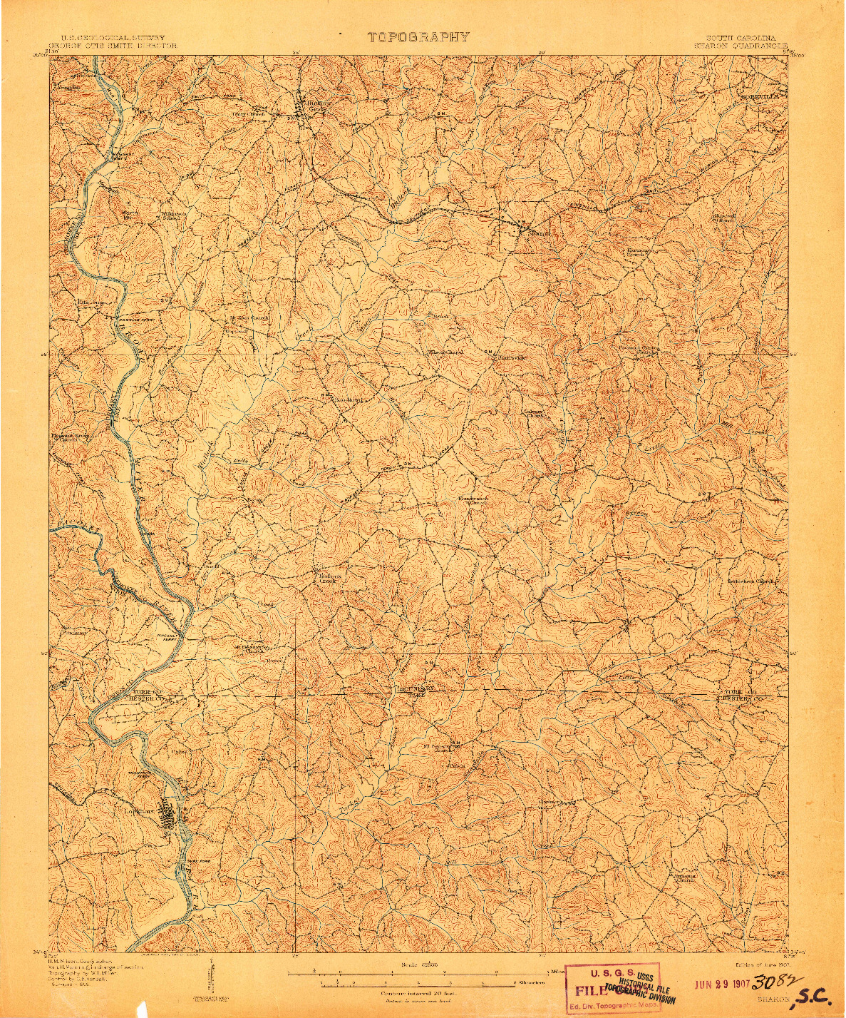 USGS 1:62500-SCALE QUADRANGLE FOR SHARON, SC 1907