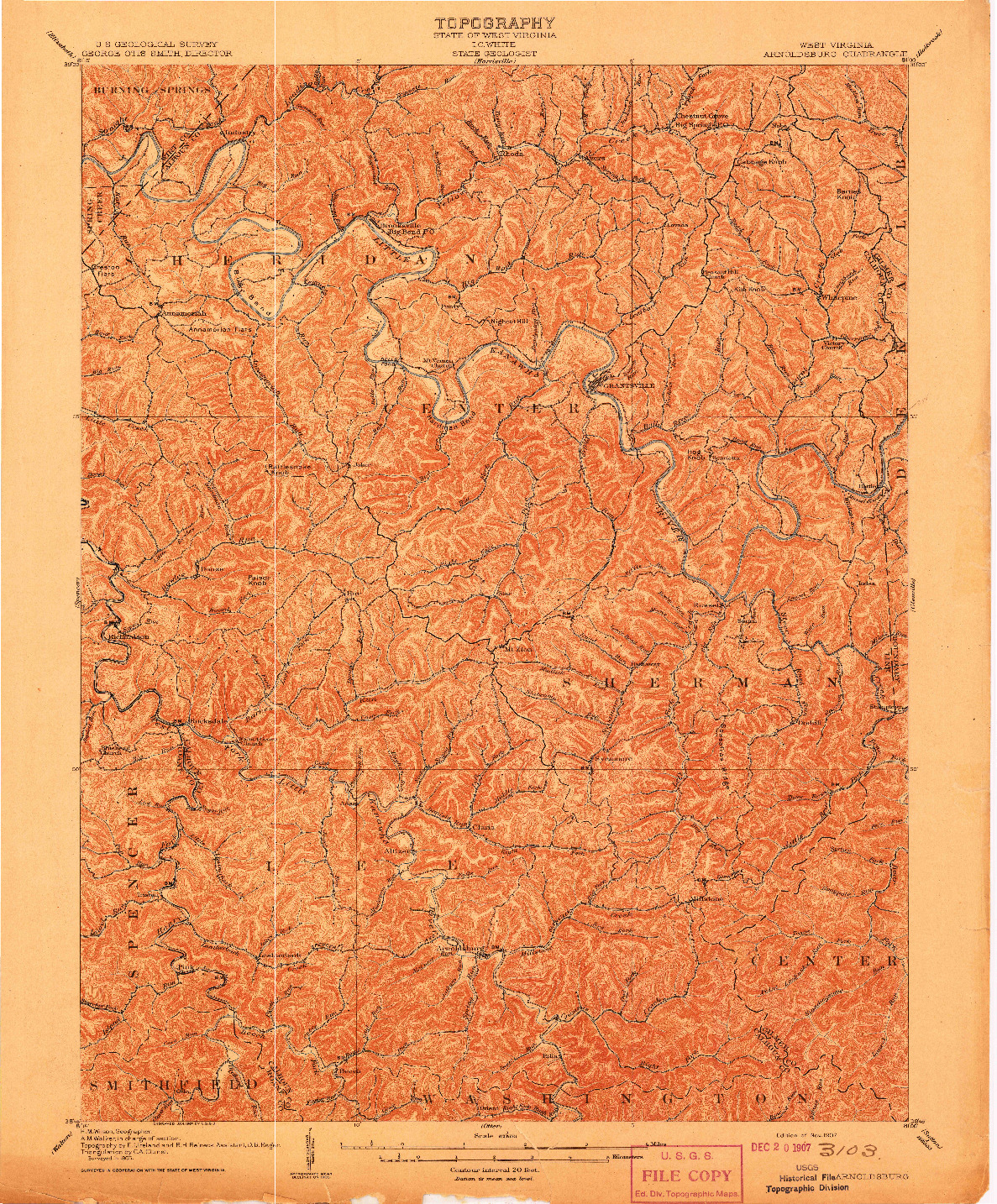 USGS 1:62500-SCALE QUADRANGLE FOR ARNOLDSBURG, WV 1907