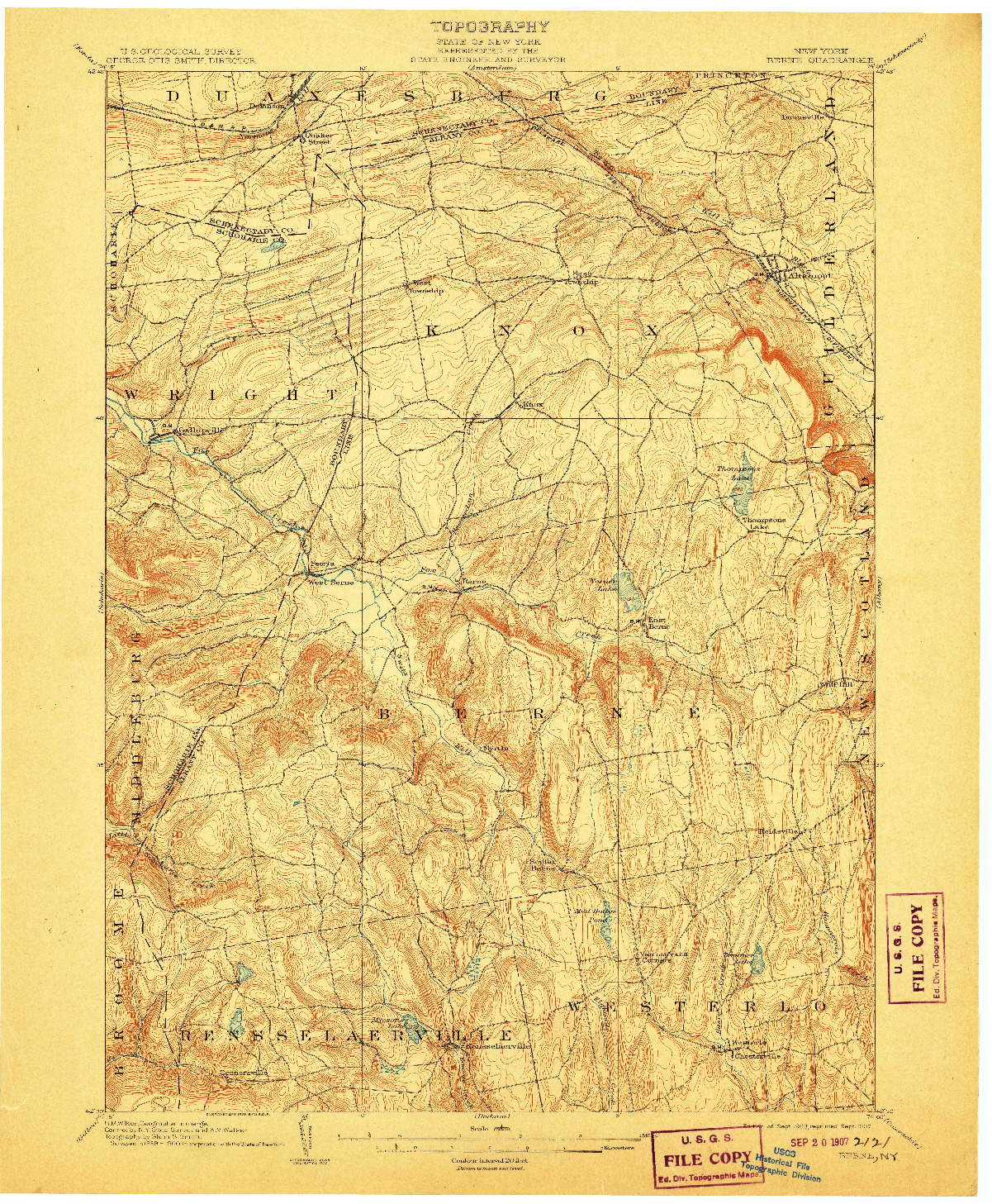 USGS 1:62500-SCALE QUADRANGLE FOR BERNE, NY 1903