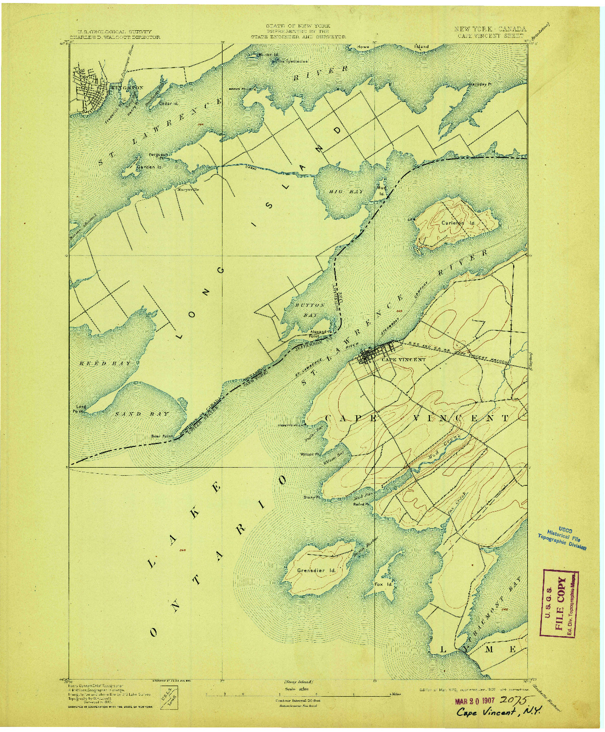 USGS 1:62500-SCALE QUADRANGLE FOR CAPE VINCENT, NY 1895