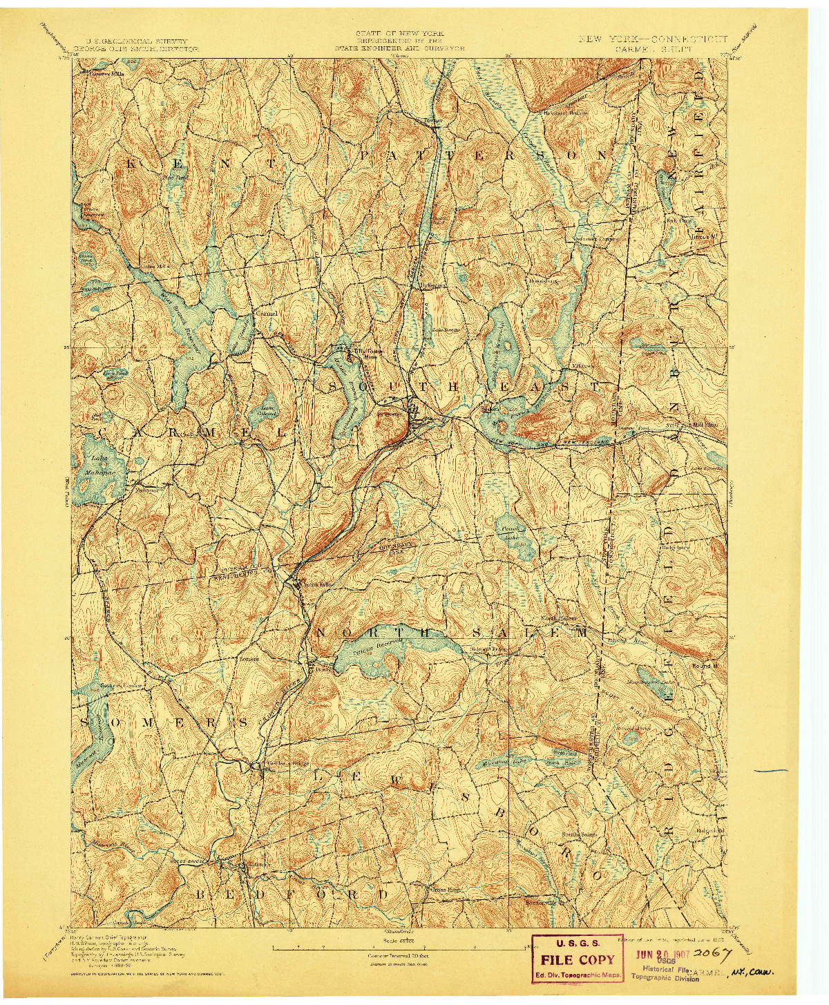 USGS 1:62500-SCALE QUADRANGLE FOR CARMEL, NY 1894