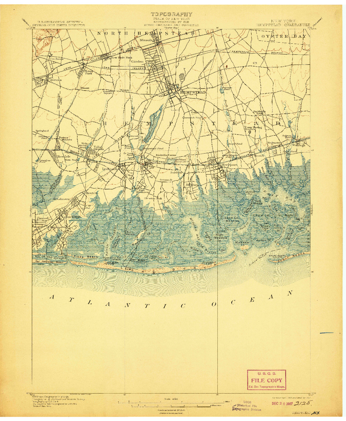 USGS 1:62500-SCALE QUADRANGLE FOR HEMPSTEAD, NY 1903