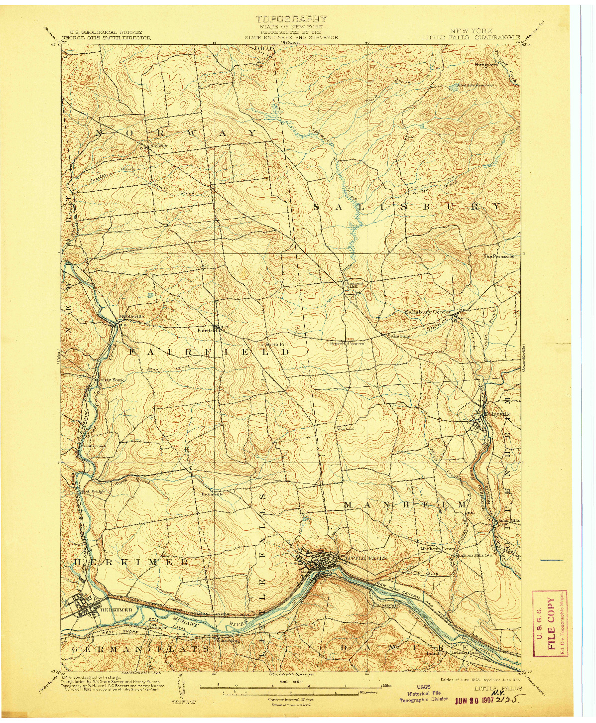 USGS 1:62500-SCALE QUADRANGLE FOR LITTLE FALLS, NY 1903