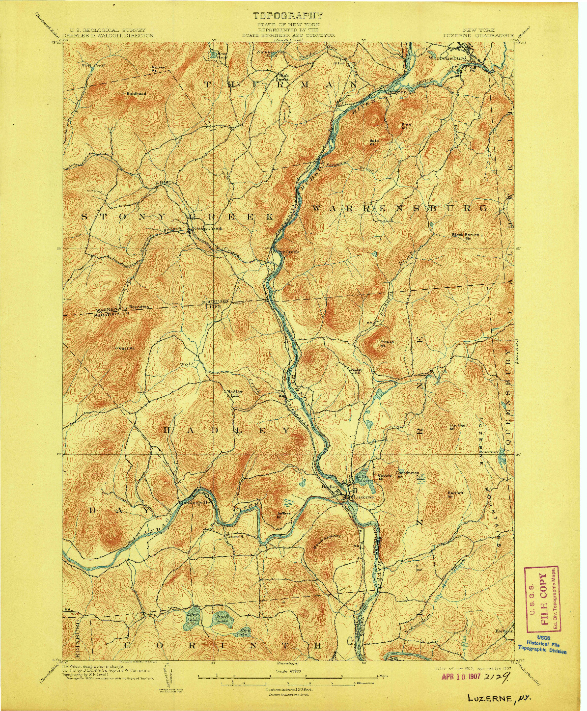 USGS 1:62500-SCALE QUADRANGLE FOR LUZERNE, NY 1903