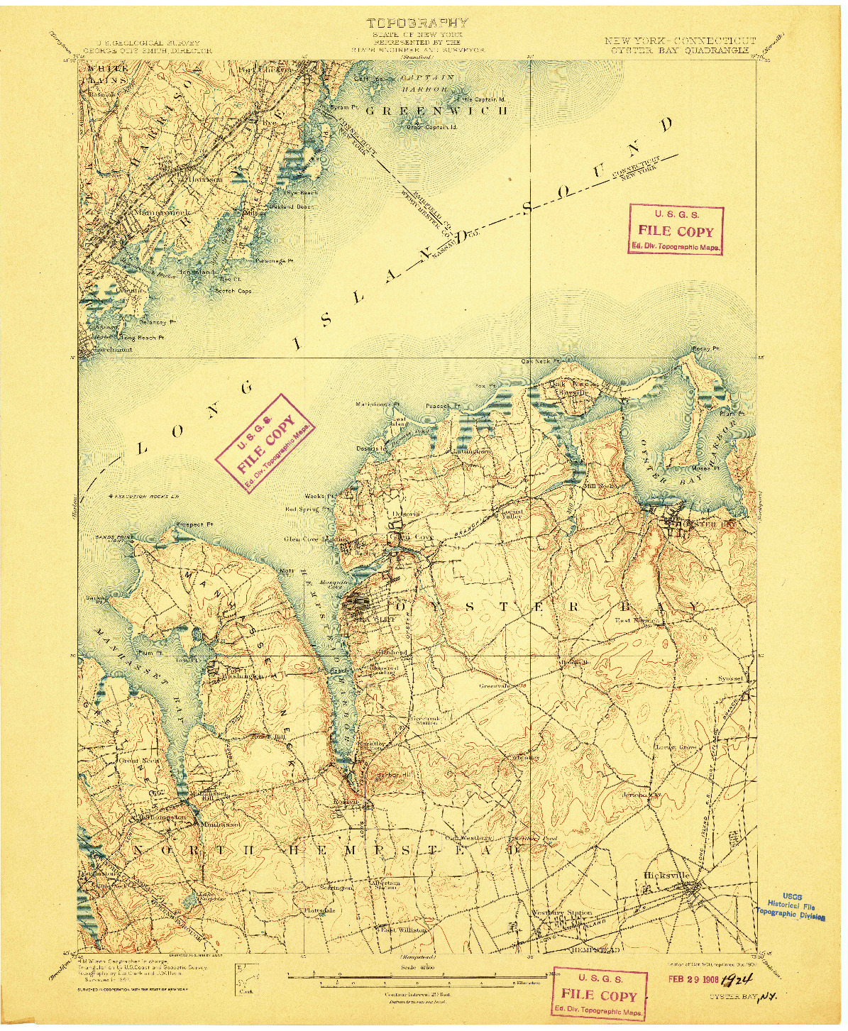 USGS 1:62500-SCALE QUADRANGLE FOR OYSTER BAY, NY 1900