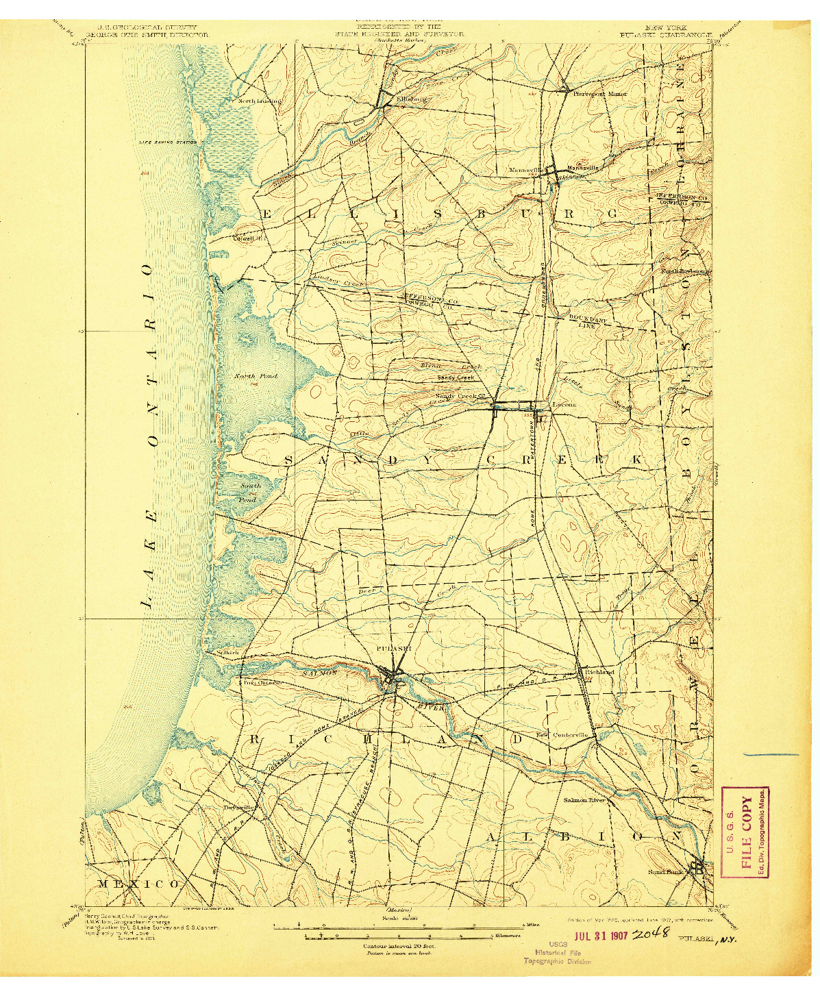 USGS 1:62500-SCALE QUADRANGLE FOR PULASKI, NY 1895