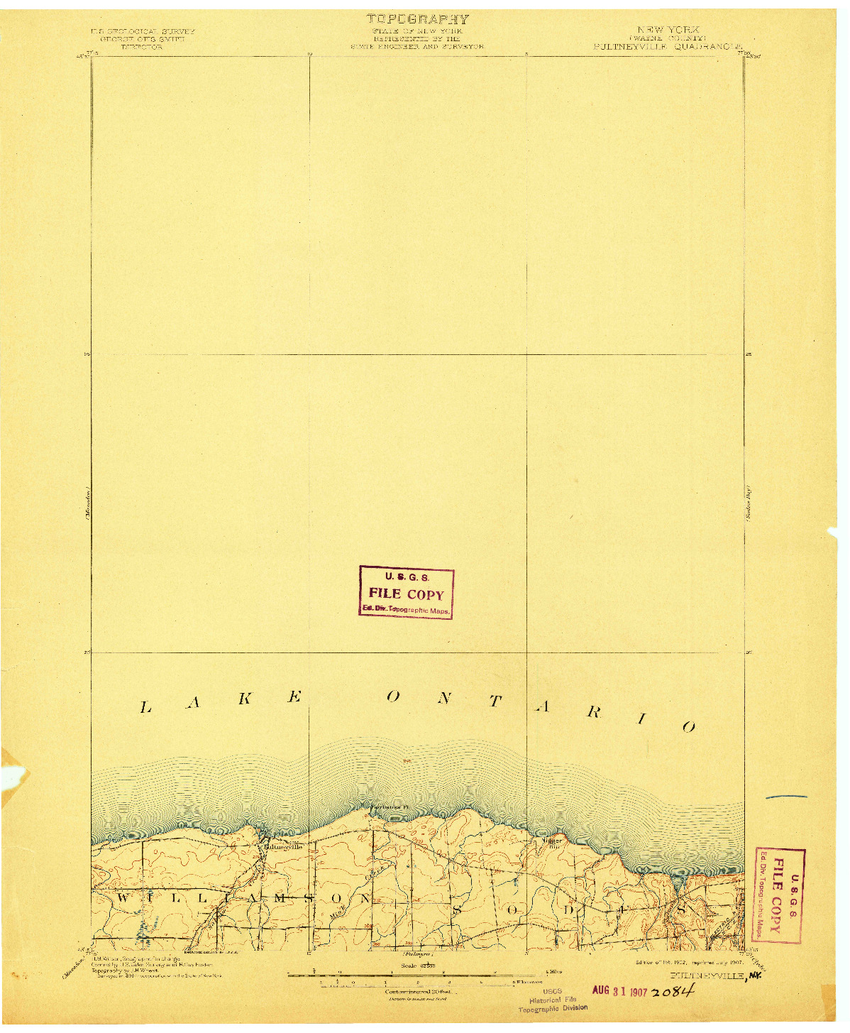 USGS 1:62500-SCALE QUADRANGLE FOR PULTNEYVILLE, NY 1902