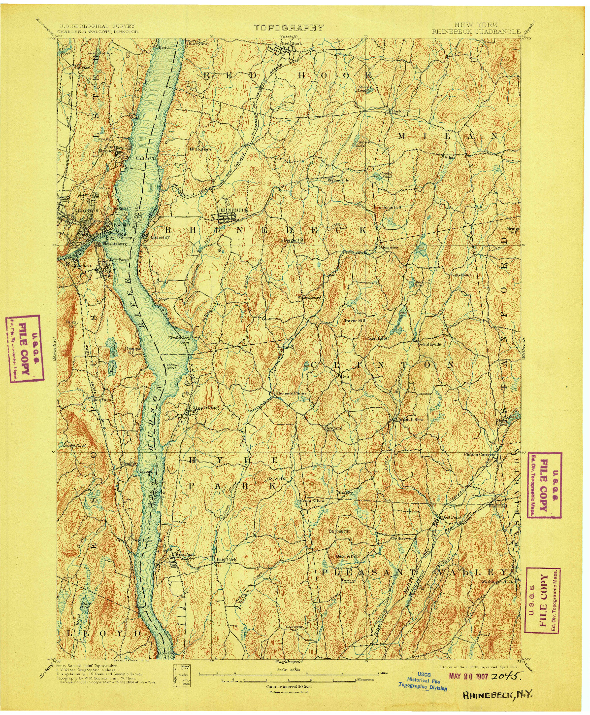 USGS 1:62500-SCALE QUADRANGLE FOR RHINEBECK, NY 1898