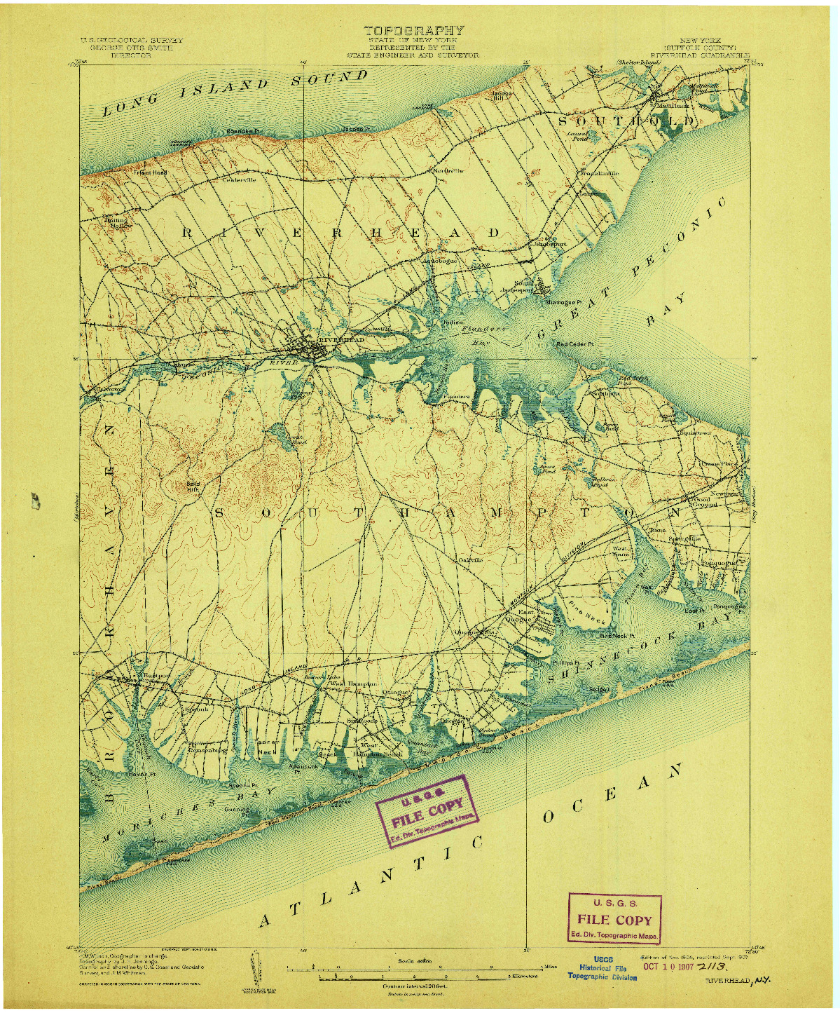 USGS 1:62500-SCALE QUADRANGLE FOR RIVERHEAD, NY 1904