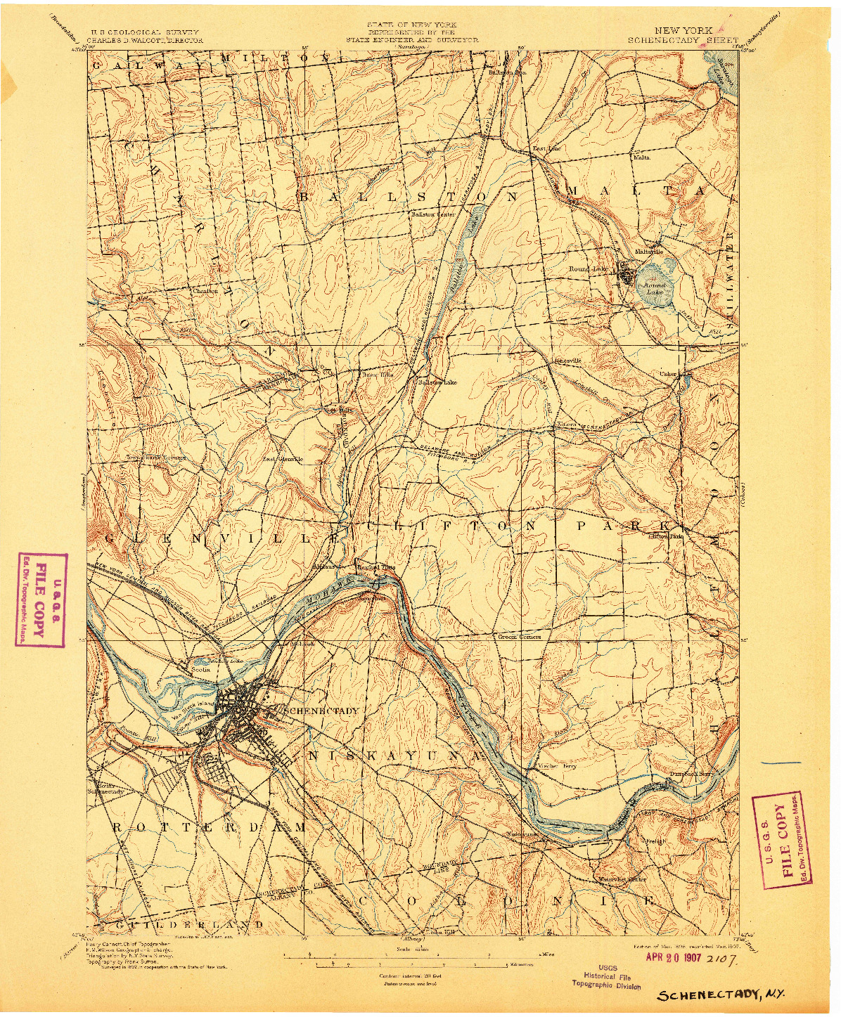USGS 1:62500-SCALE QUADRANGLE FOR SCHENECTADY, NY 1898