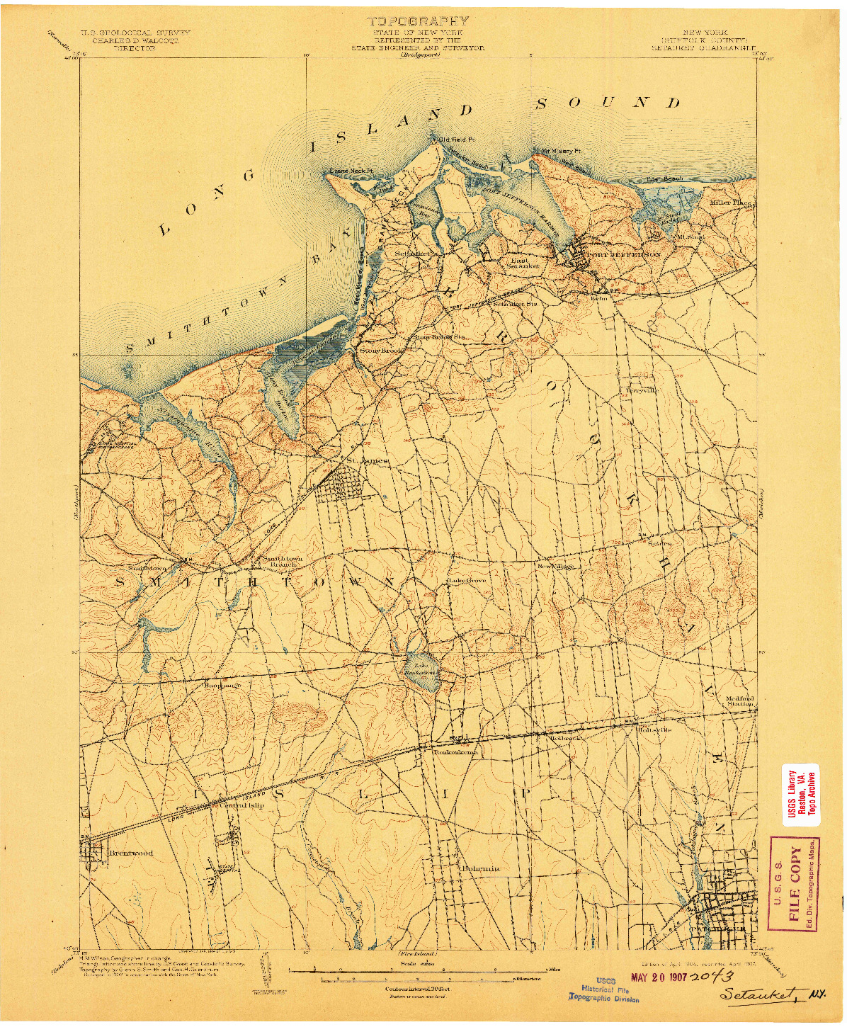 USGS 1:62500-SCALE QUADRANGLE FOR SETAUKET, NY 1904