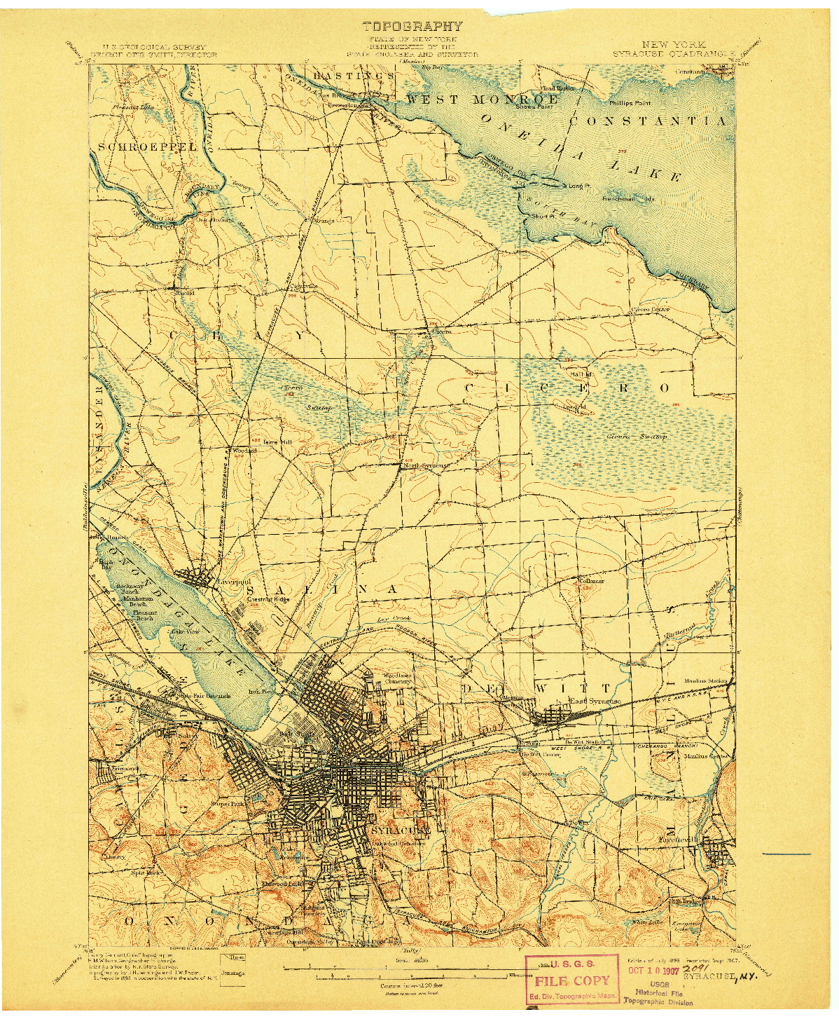 USGS 1:62500-SCALE QUADRANGLE FOR SYRACUSE, NY 1898