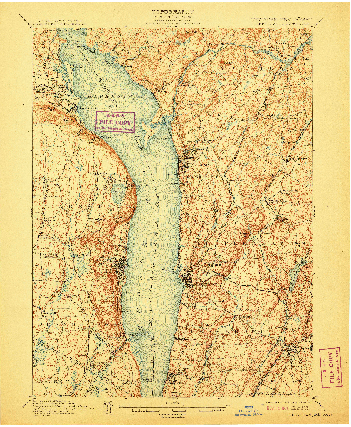 USGS 1:62500-SCALE QUADRANGLE FOR TARRYTOWN, NY 1902