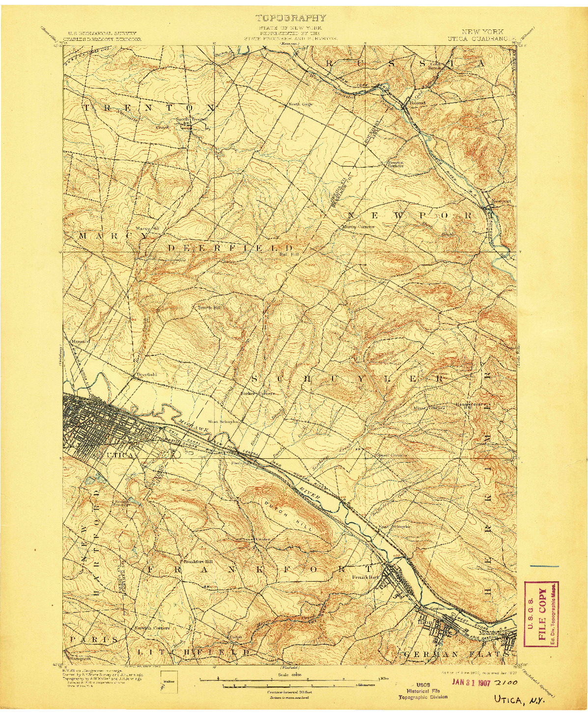 USGS 1:62500-SCALE QUADRANGLE FOR UTICA, NY 1900