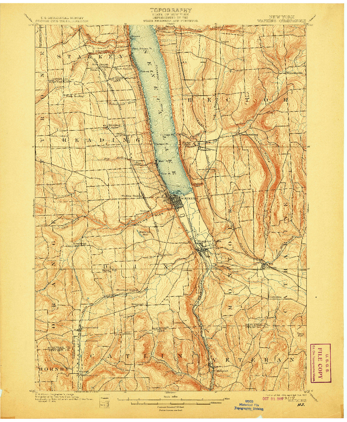 USGS 1:62500-SCALE QUADRANGLE FOR WATKINS, NY 1901