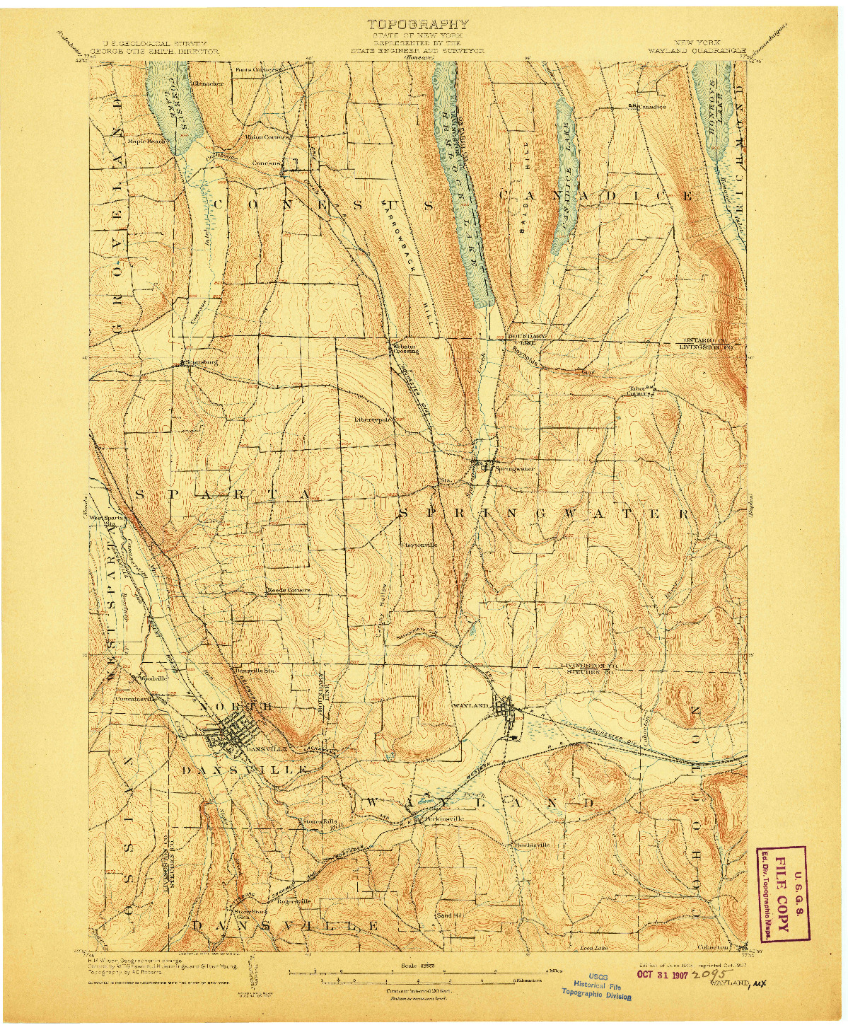 USGS 1:62500-SCALE QUADRANGLE FOR WAYLAND, NY 1904