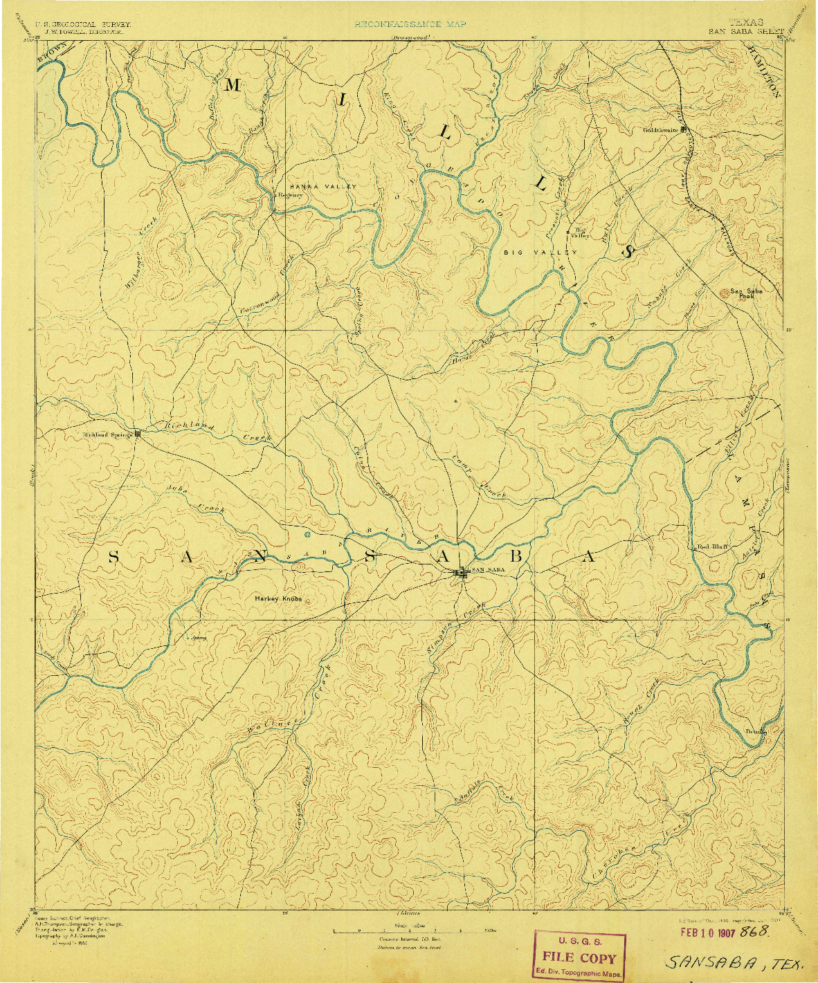 USGS 1:125000-SCALE QUADRANGLE FOR SAN SABA, TX 1894