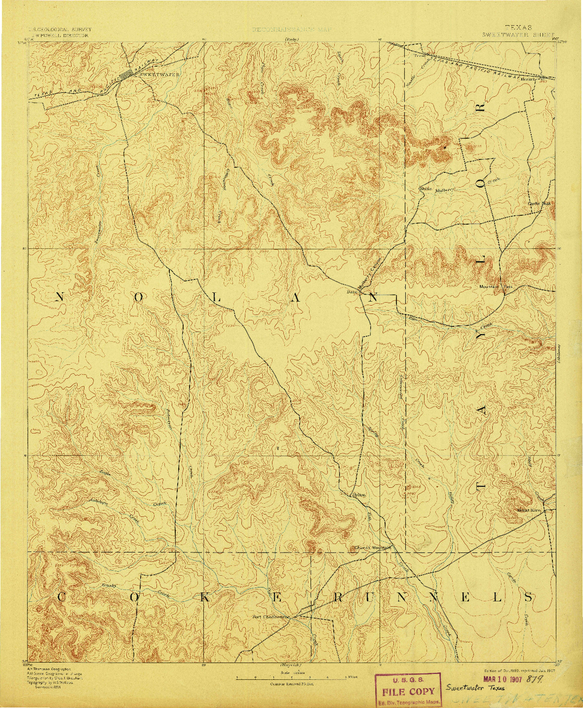 USGS 1:125000-SCALE QUADRANGLE FOR SWEETWATER, TX 1893