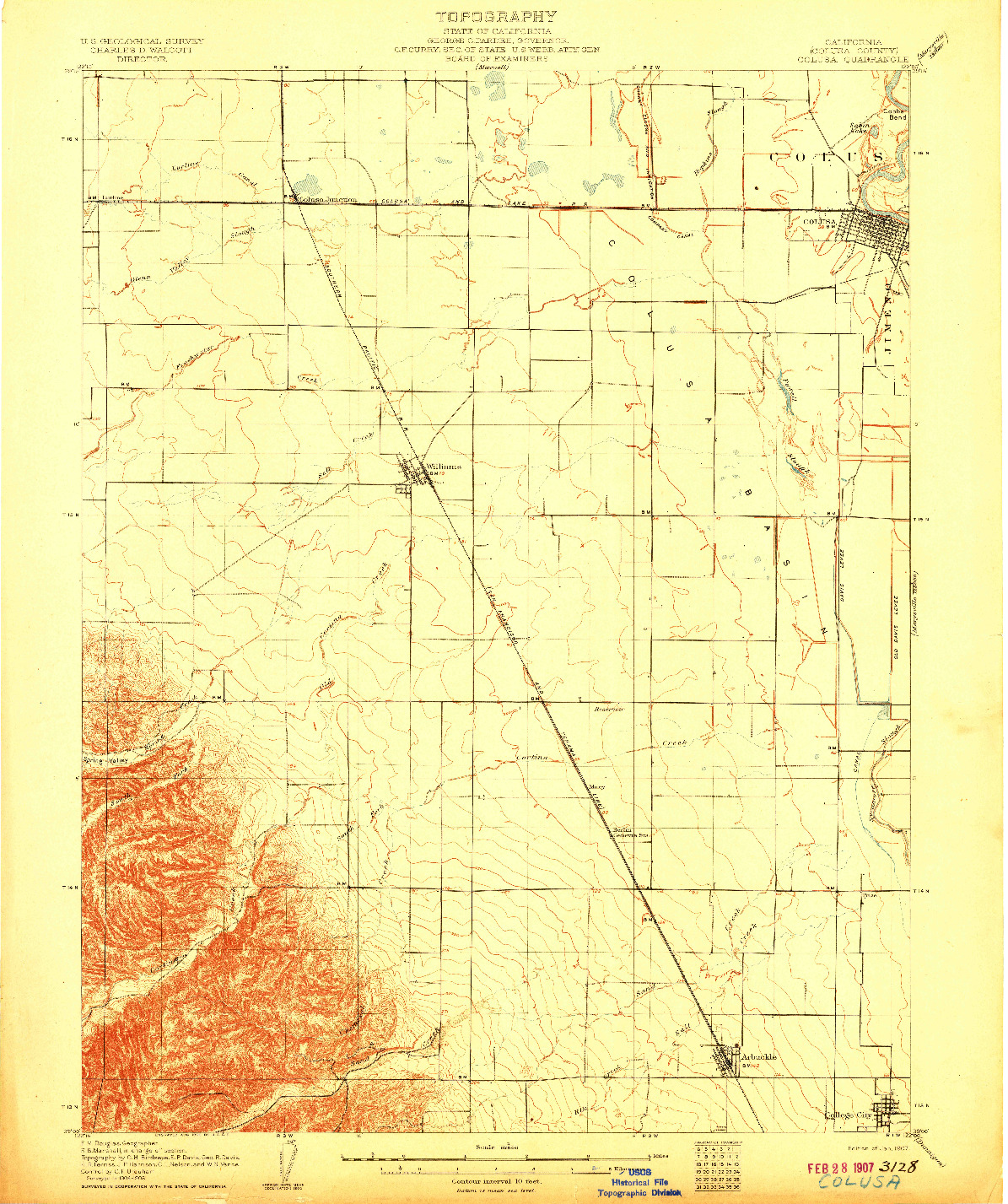 USGS 1:62500-SCALE QUADRANGLE FOR COLUSA, CA 1907