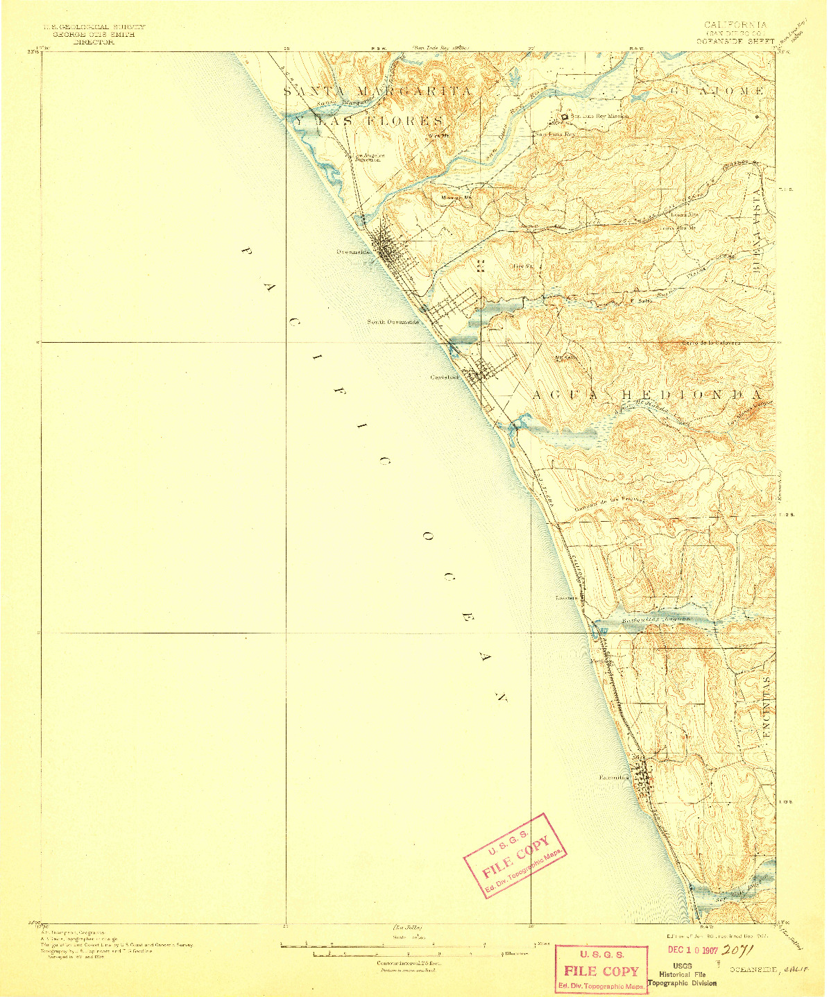 USGS 1:62500-SCALE QUADRANGLE FOR OCEANSIDE, CA 1901