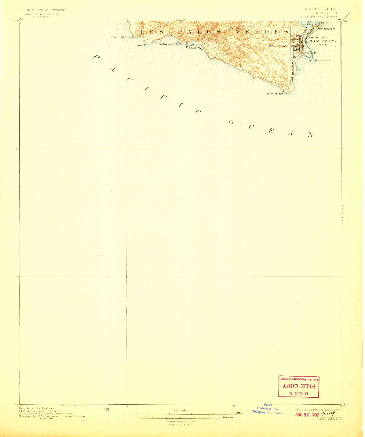 USGS 1:62500-SCALE QUADRANGLE FOR SAN PEDRO, CA 1896