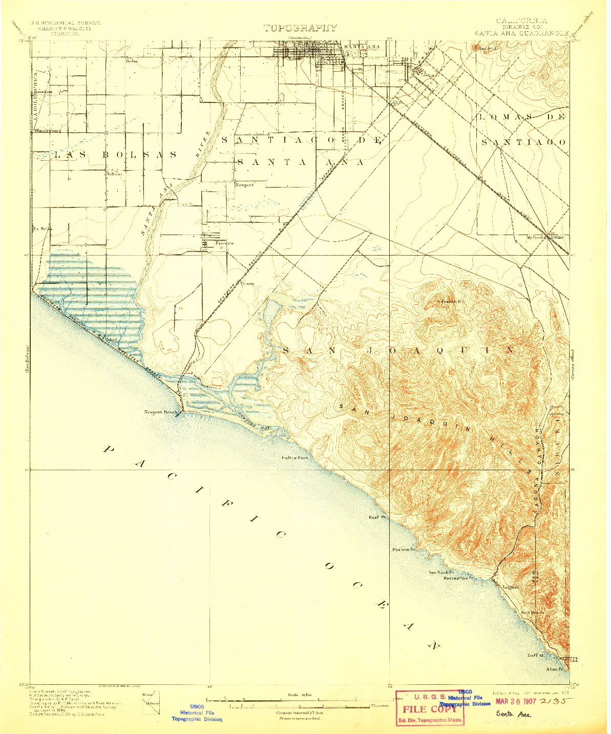 USGS 1:62500-SCALE QUADRANGLE FOR SANTA ANA, CA 1901