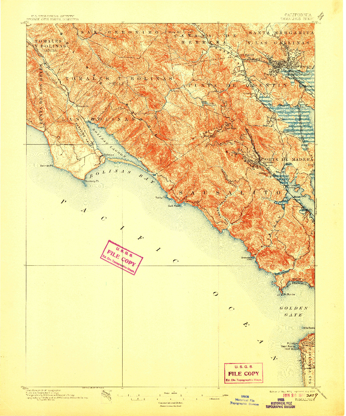 USGS 1:62500-SCALE QUADRANGLE FOR TAMALPAIS, CA 1897