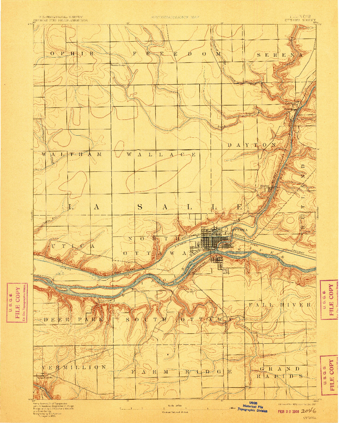 USGS 1:62500-SCALE QUADRANGLE FOR OTTAWA, IL 1892