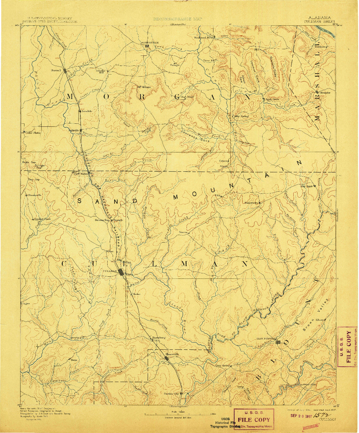 USGS 1:125000-SCALE QUADRANGLE FOR CULLMAN, AL 1892