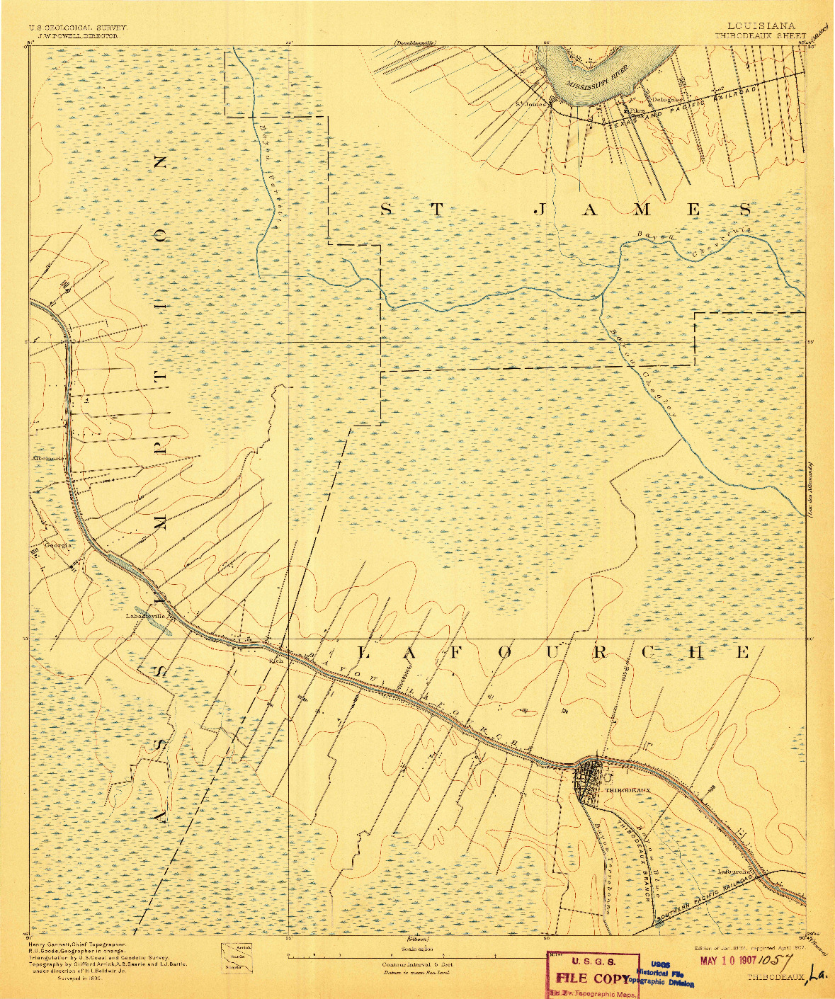 USGS 1:62500-SCALE QUADRANGLE FOR THIBODAUX, LA 1892