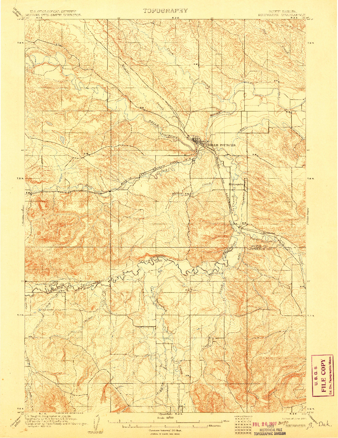 USGS 1:62500-SCALE QUADRANGLE FOR REDWATER, SD 1907