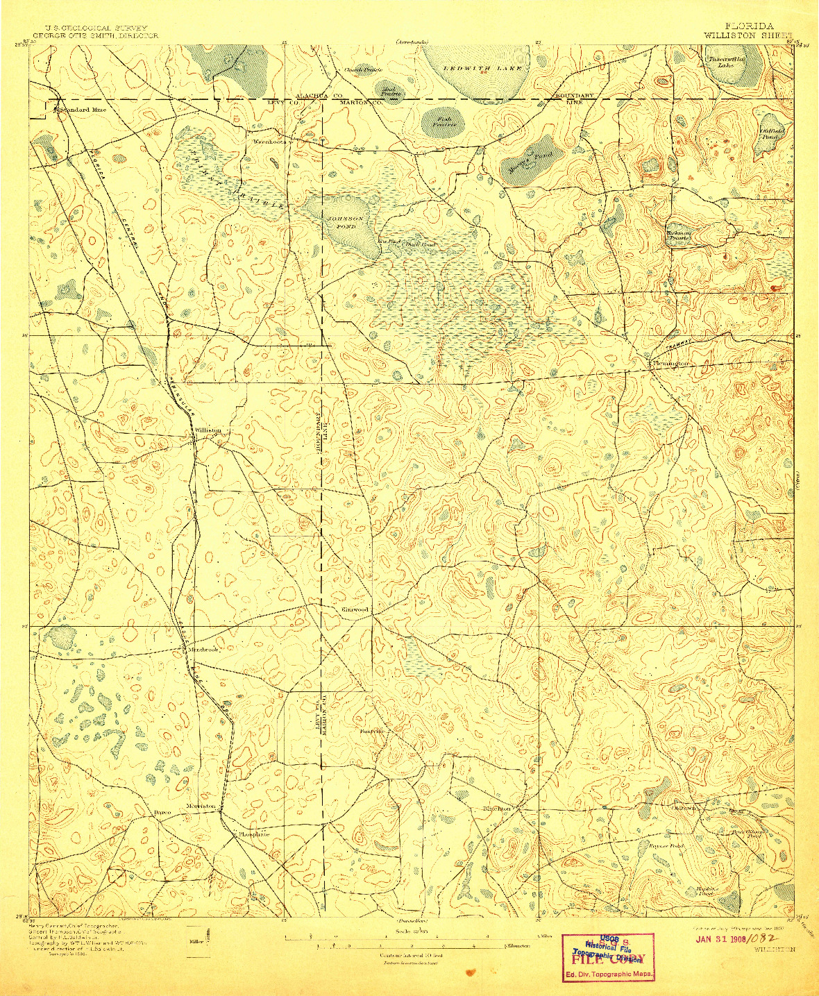 USGS 1:62500-SCALE QUADRANGLE FOR WILLISTON, FL 1895