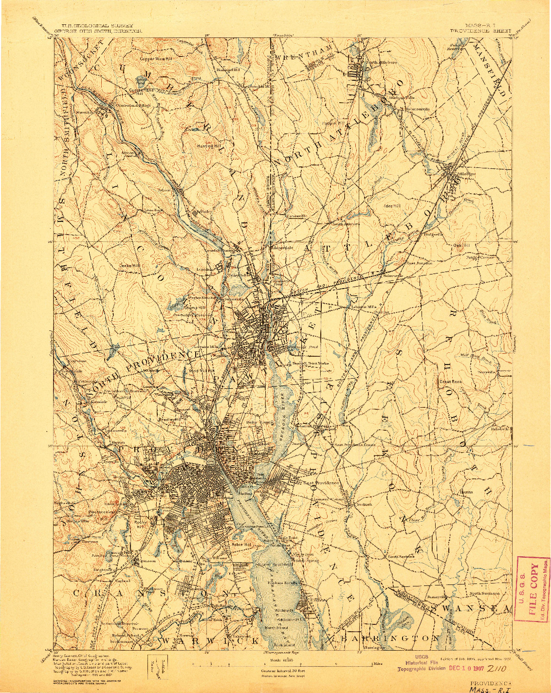 USGS 1:62500-SCALE QUADRANGLE FOR PROVIDENCE, MA 1894