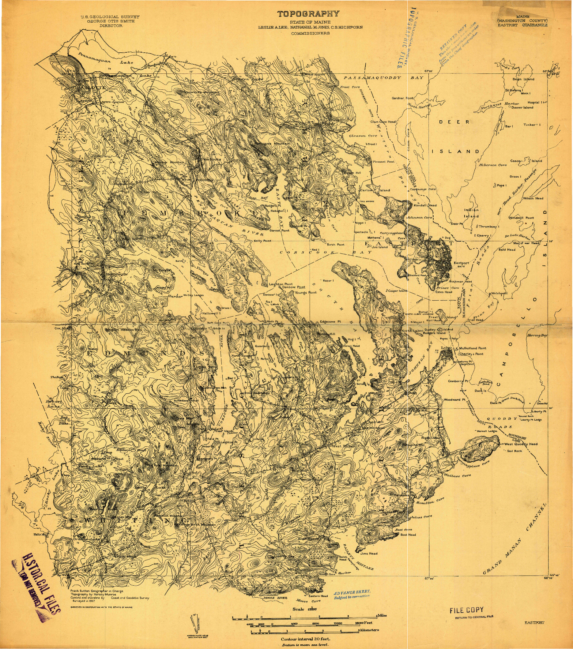 USGS 1:48000-SCALE QUADRANGLE FOR EASTPORT, ME 1907