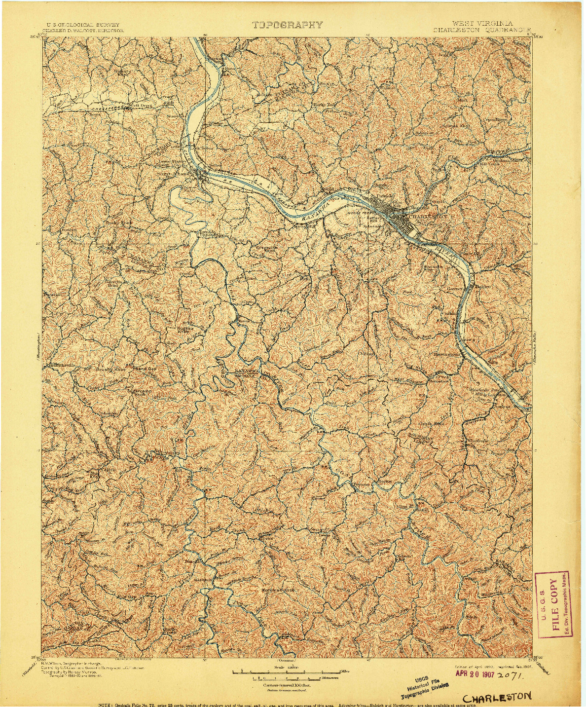 USGS 1:125000-SCALE QUADRANGLE FOR CHARLESTON, WV 1899