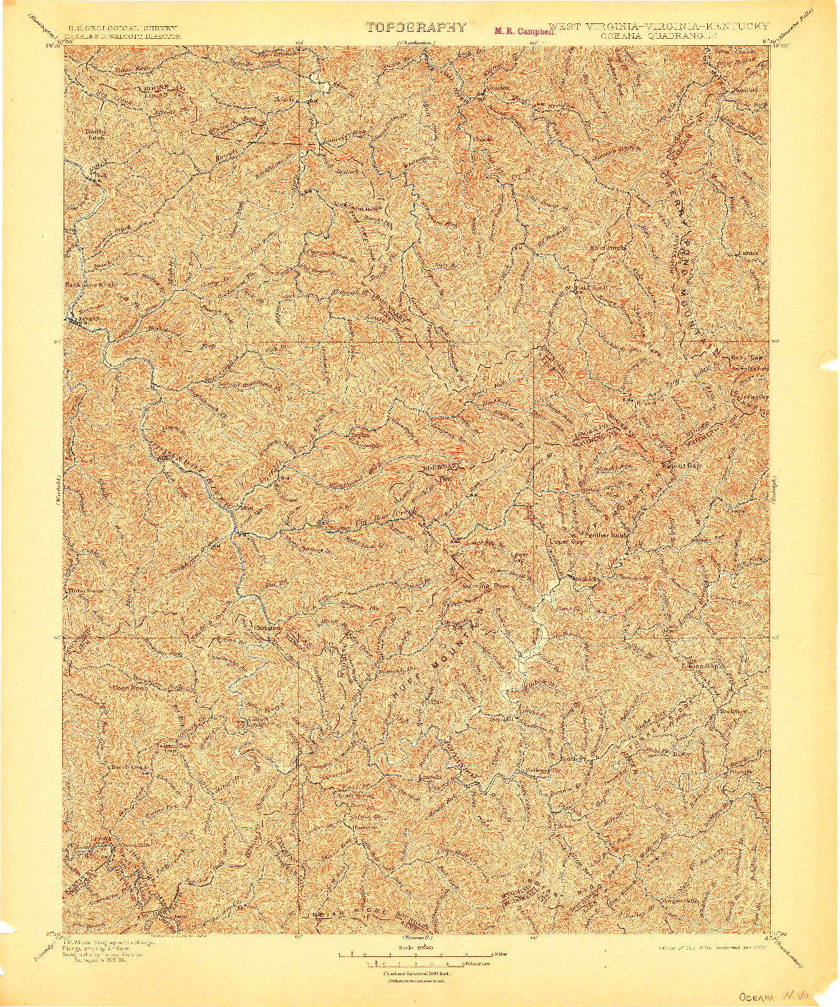 USGS 1:125000-SCALE QUADRANGLE FOR OCEANA, WV 1898
