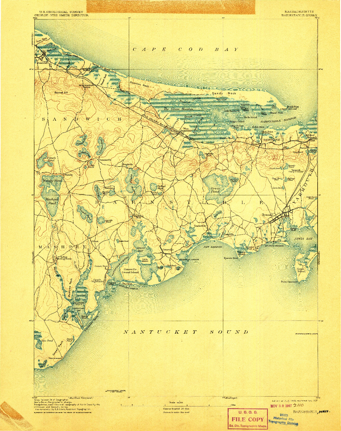 USGS 1:62500-SCALE QUADRANGLE FOR BARNSTABLE, MA 1893