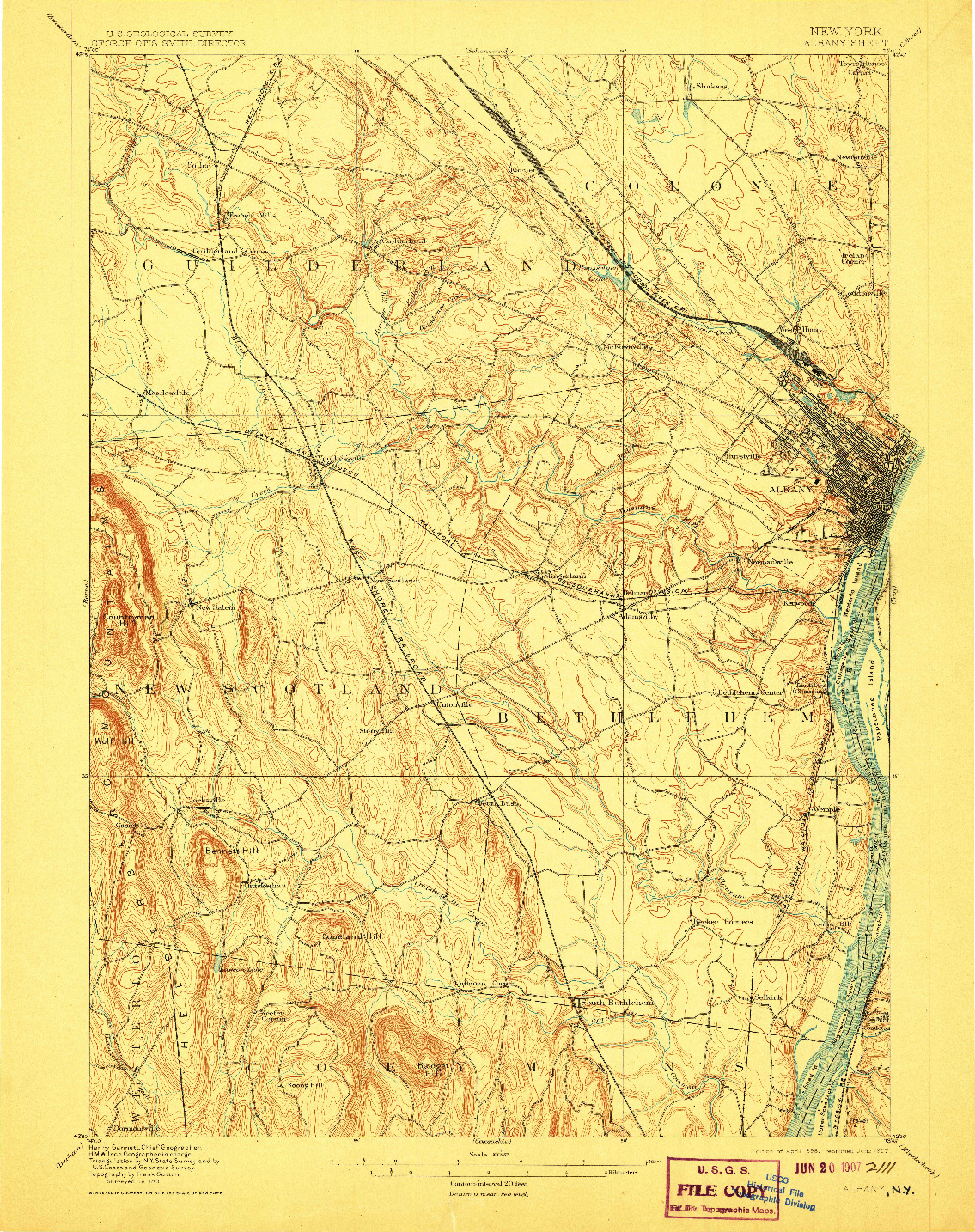 USGS 1:62500-SCALE QUADRANGLE FOR ALBANY, NY 1898