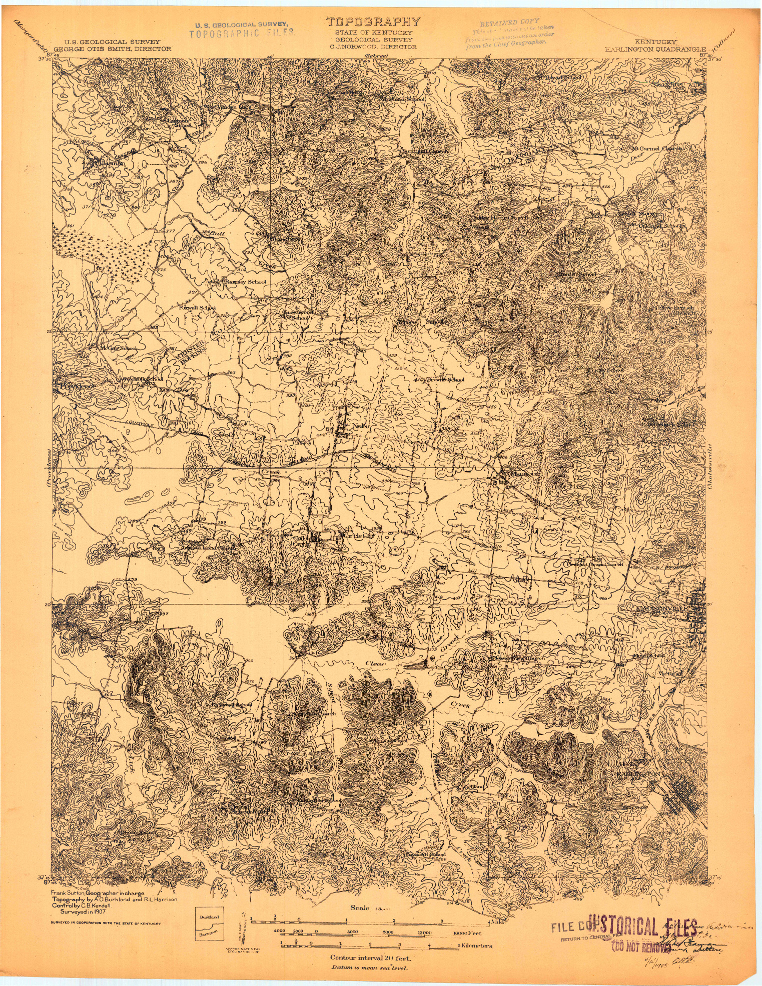 USGS 1:48000-SCALE QUADRANGLE FOR EARLINGTON, KY 1907
