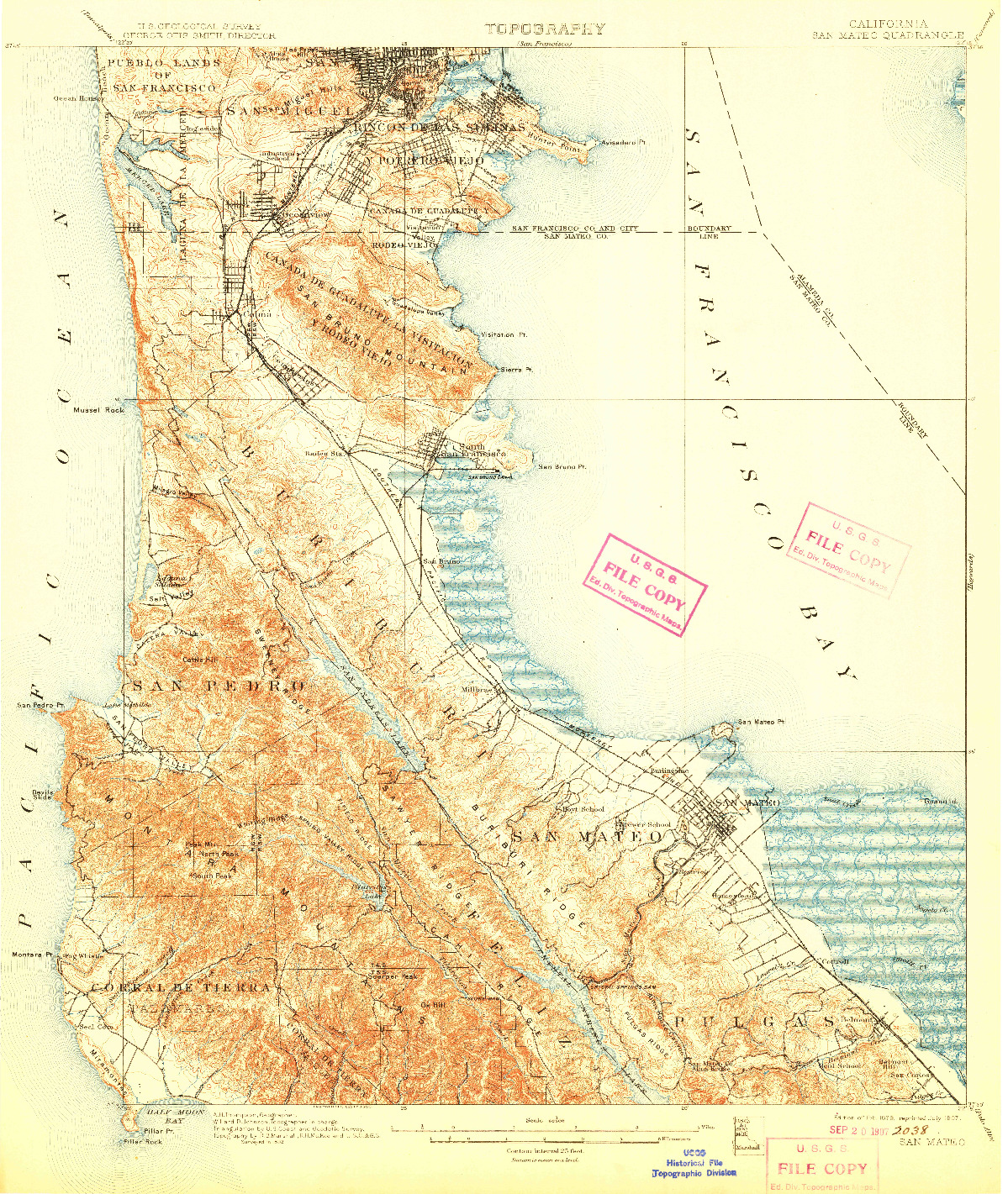 USGS 1:62500-SCALE QUADRANGLE FOR SAN MATEO, CA 1899