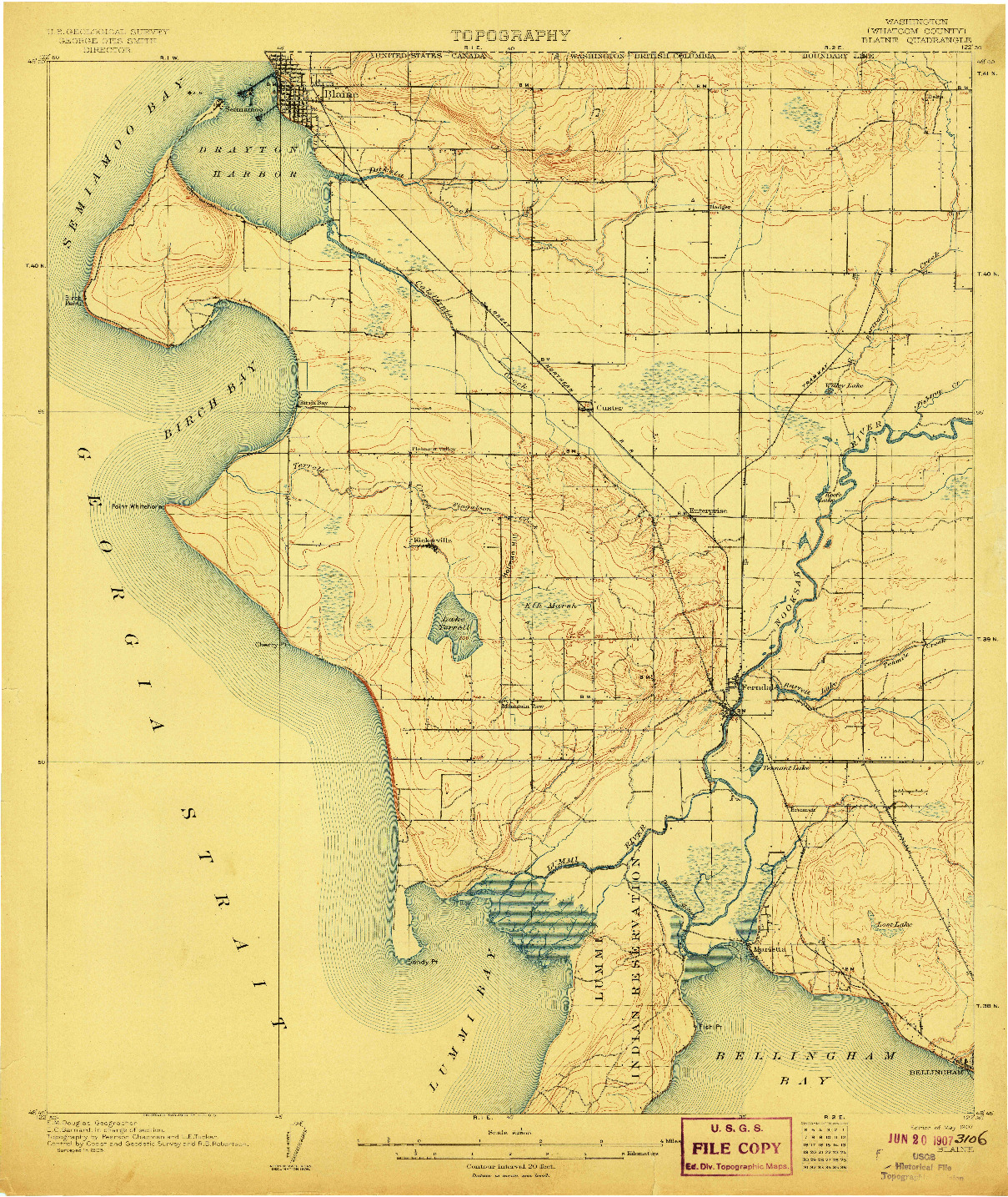 USGS 1:62500-SCALE QUADRANGLE FOR BLAINE, WA 1907