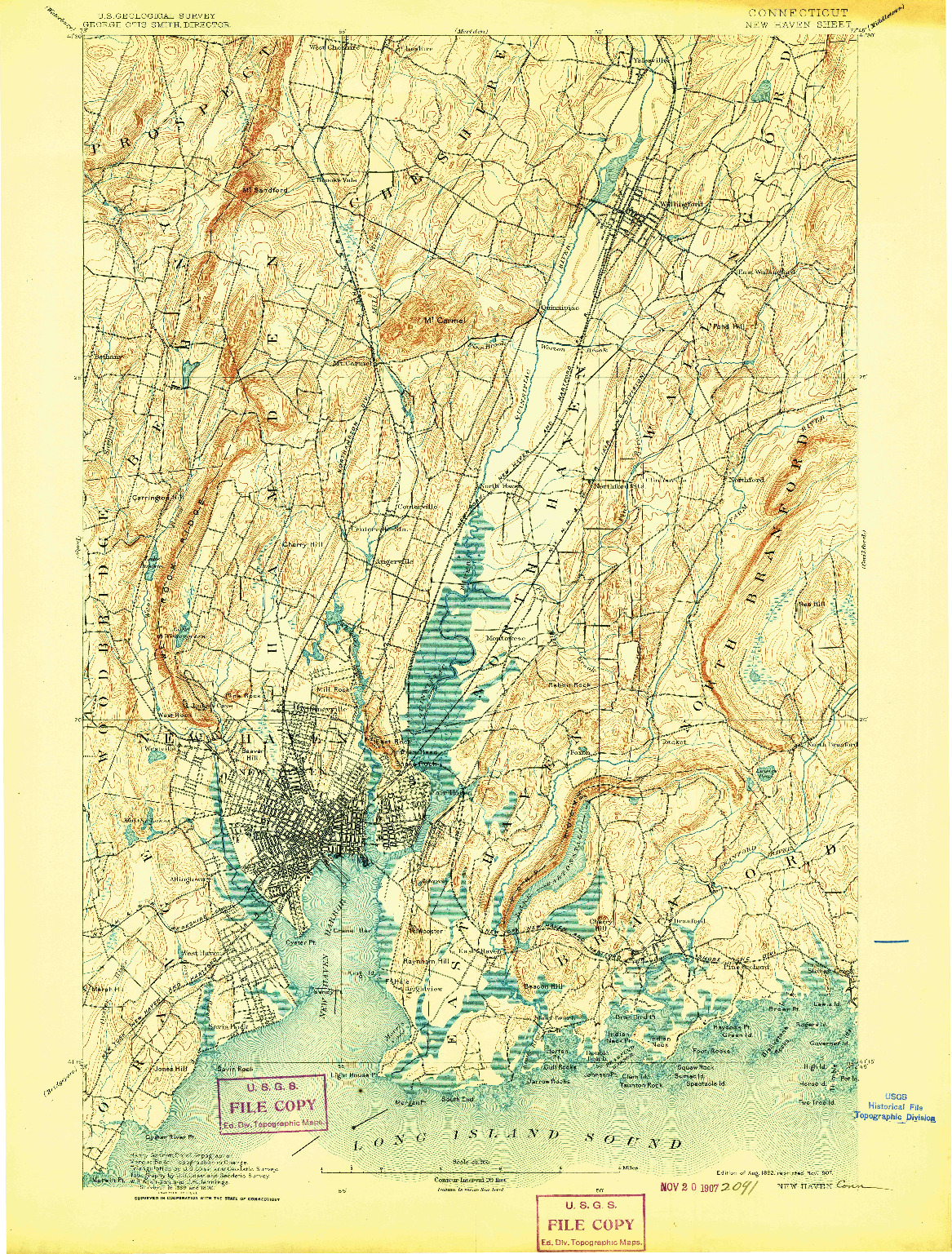 USGS 1:62500-SCALE QUADRANGLE FOR NEW HAVEN, CT 1892